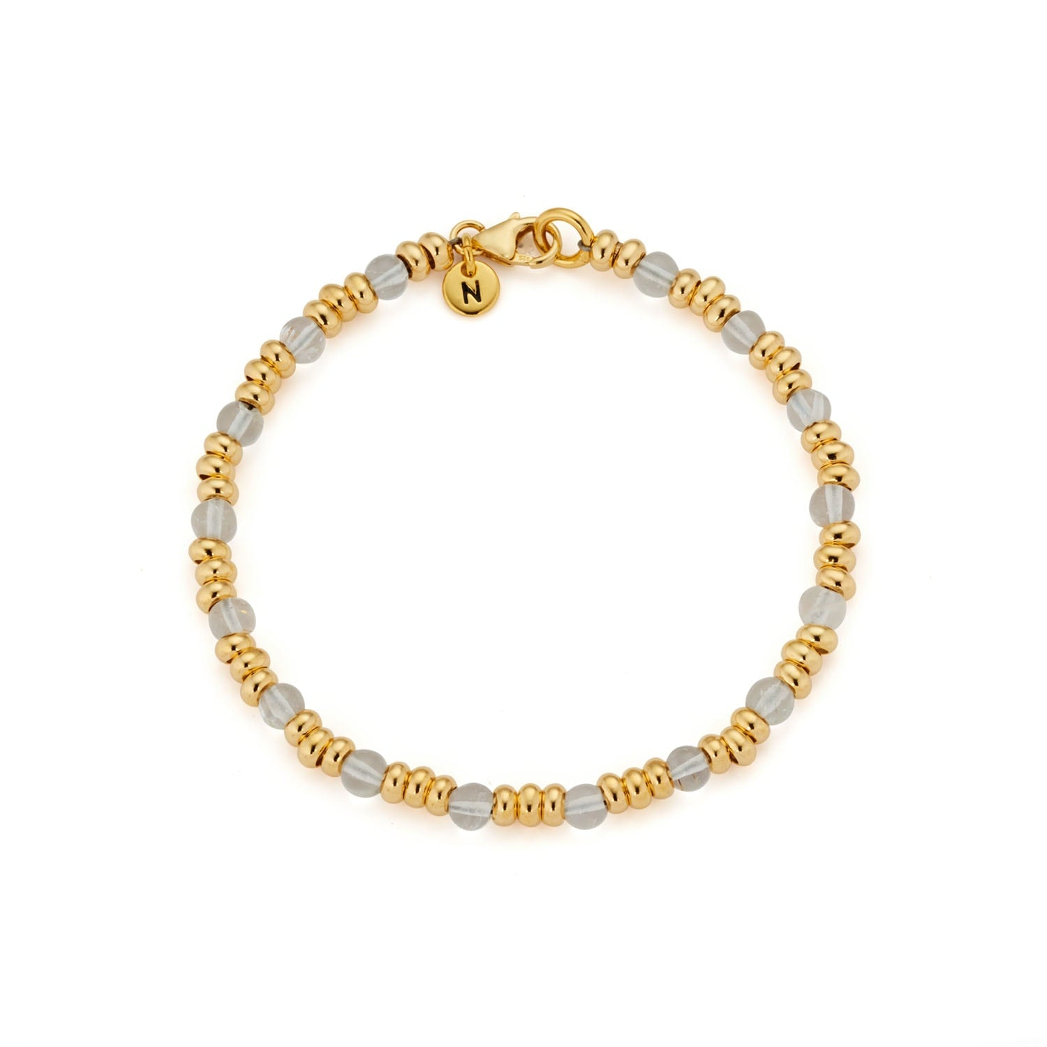 Gem Aquamarine Bracelet Birthstone March Gold Plated Sterling Silver