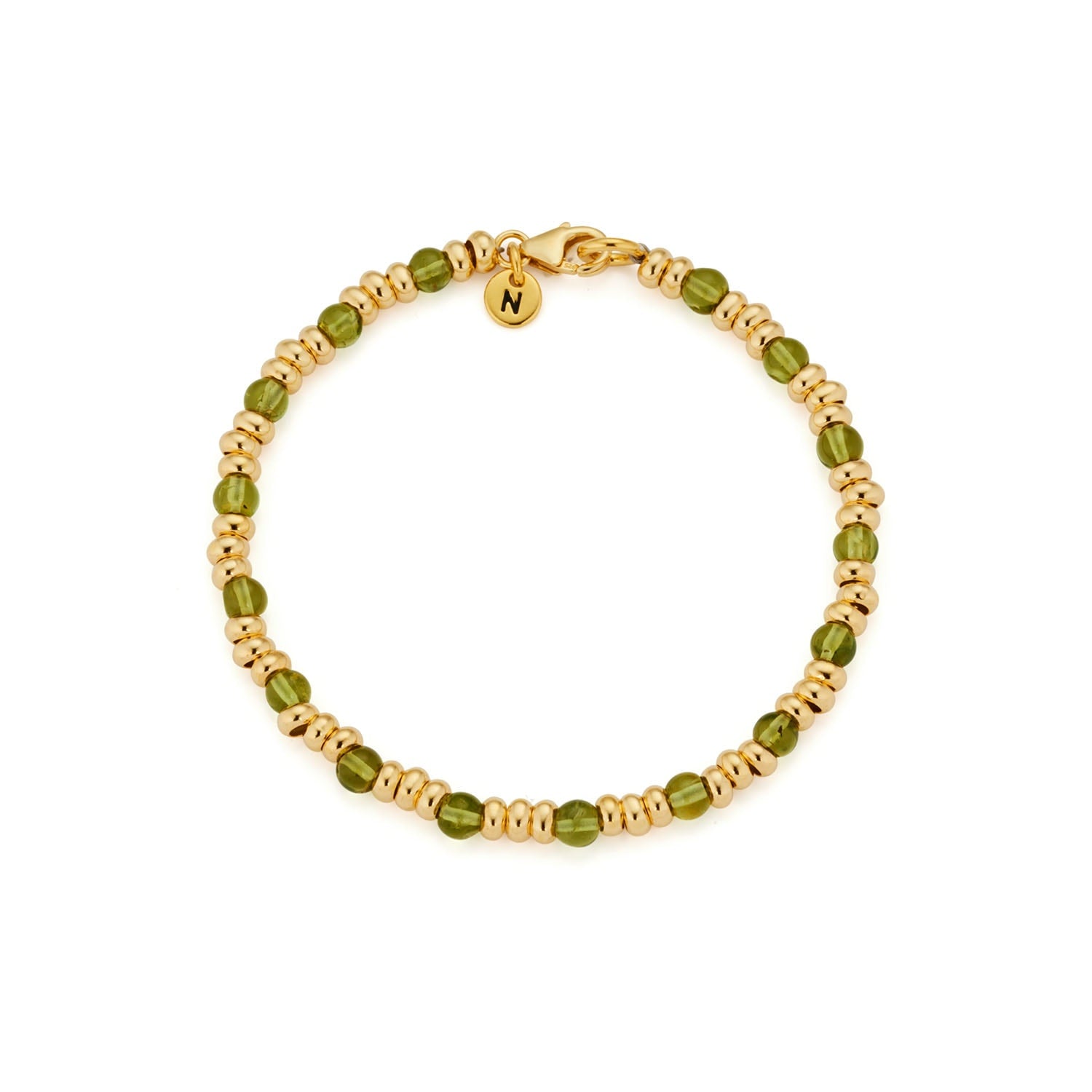 Gem Birthstone Bracelet August Peridot Gold Plated Sterling Silver