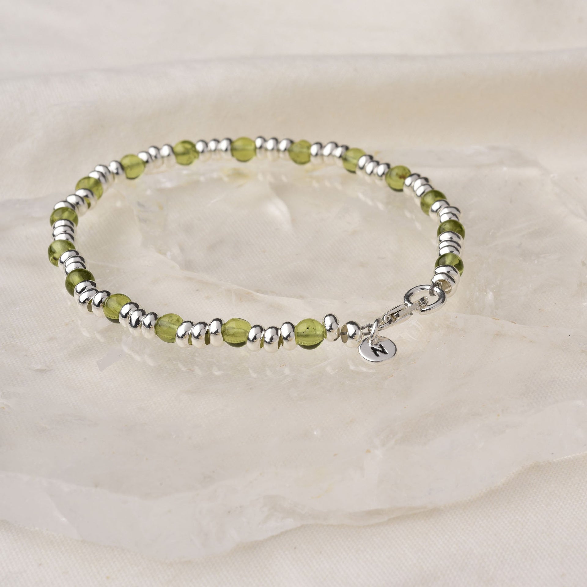 Gem Birthstone Bracelet August Peridot Sterling Silver