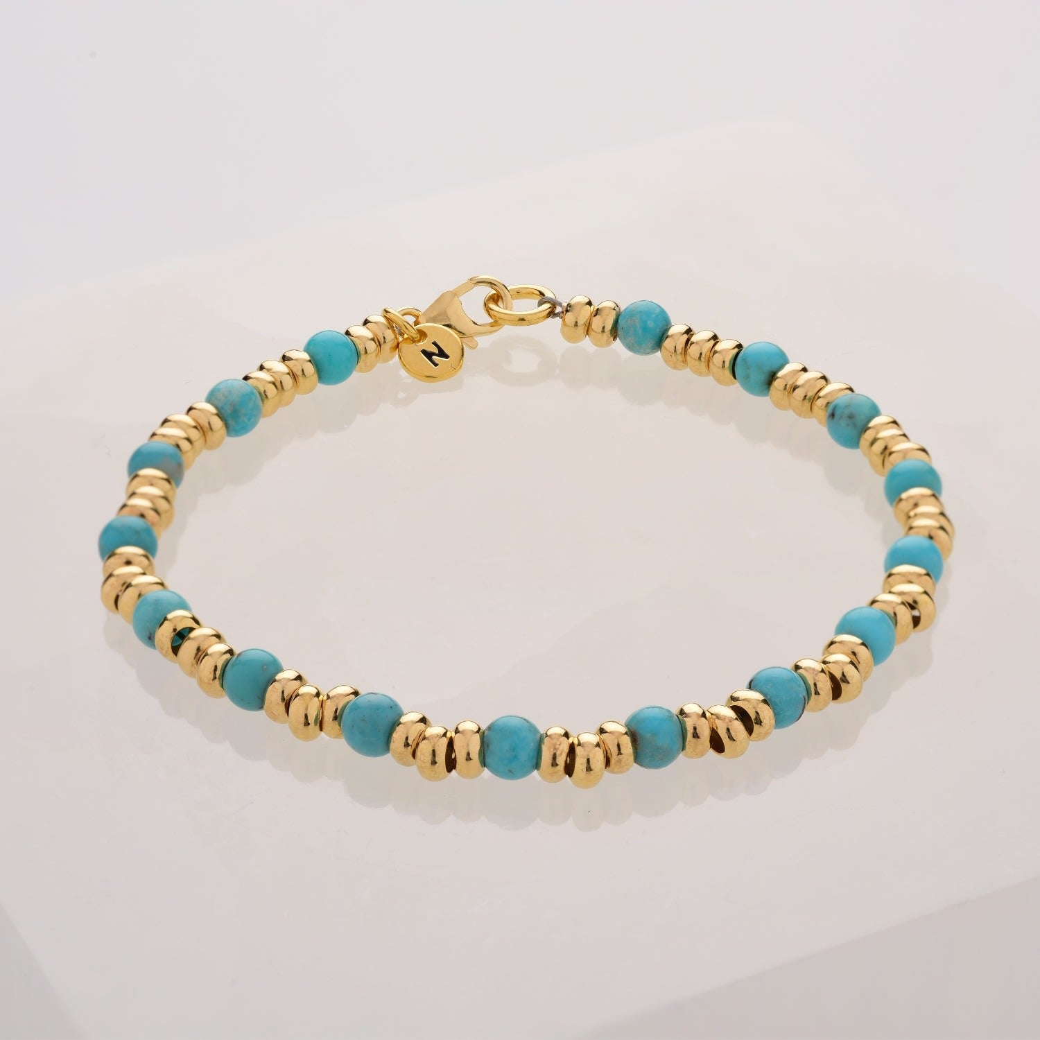 Gem Bracelet December Birthstone Turquoise Gold Plated Sterling Silver