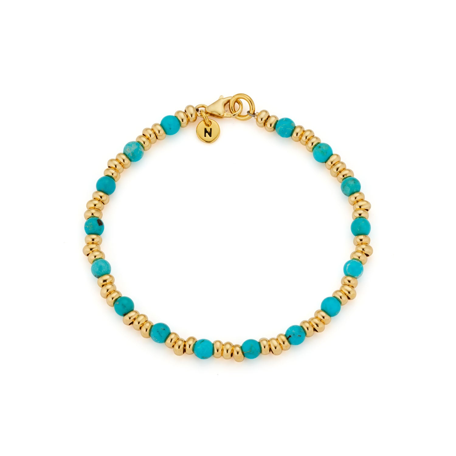 Gem Bracelet December Birthstone Turquoise Gold Plated Sterling Silver
