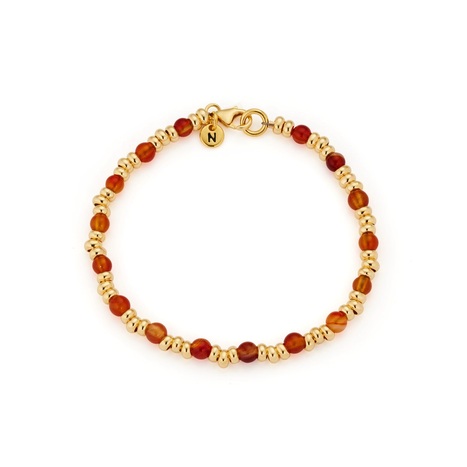 Gem Bracelet July Birthstone Carnelian Gold Plated Sterling Silver