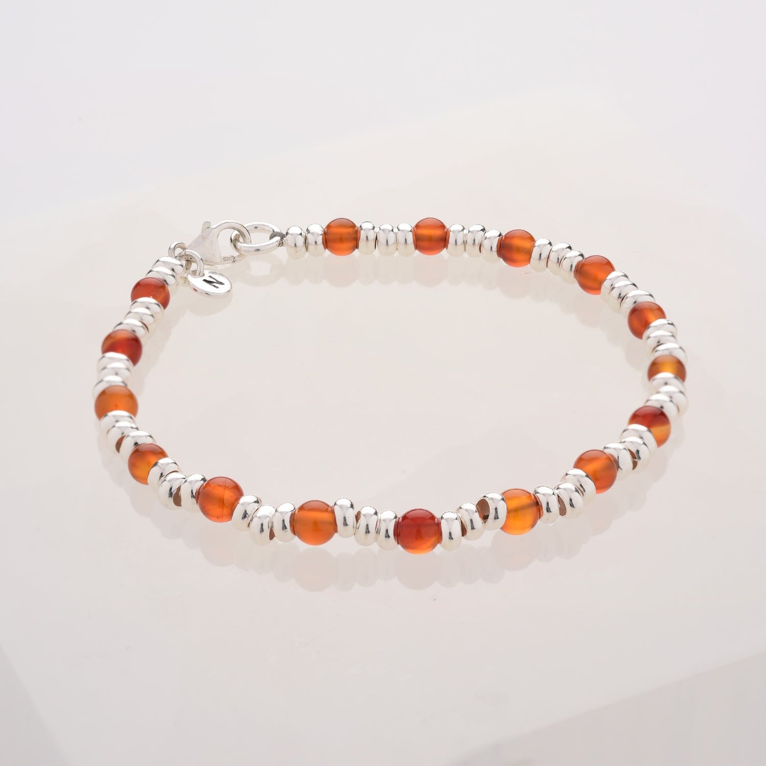 Gem Bracelet July Birthstone Carnelian Sterling Silver