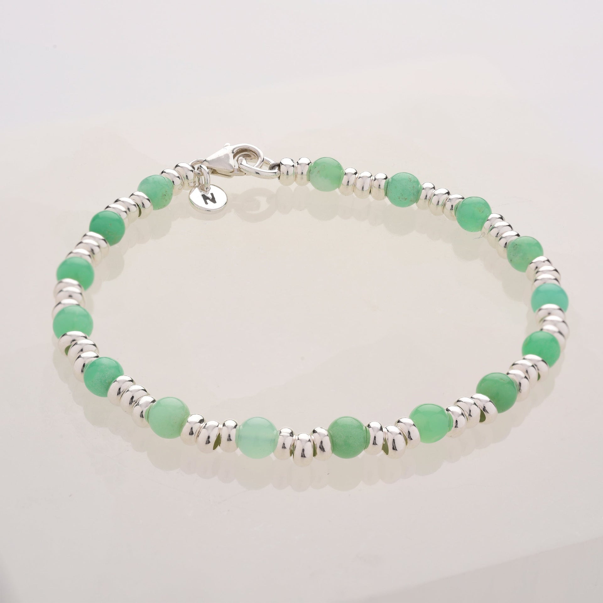 Gem Chrysoprase Bracelet Birthstone May Sterling Silver