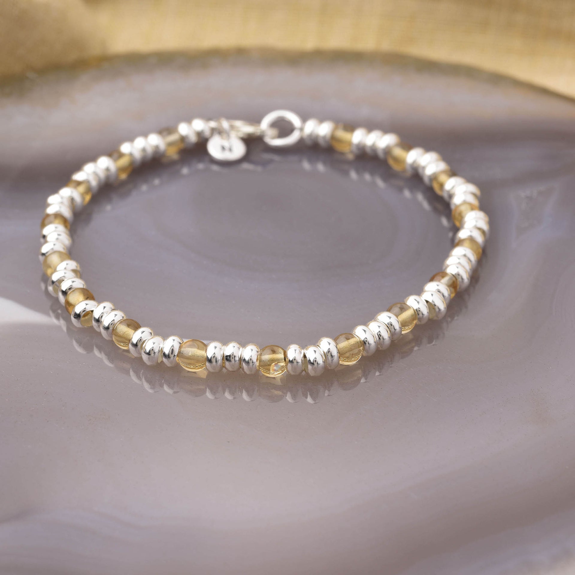 Gem Citrine Bracelet November Birthstone Sterling Silver