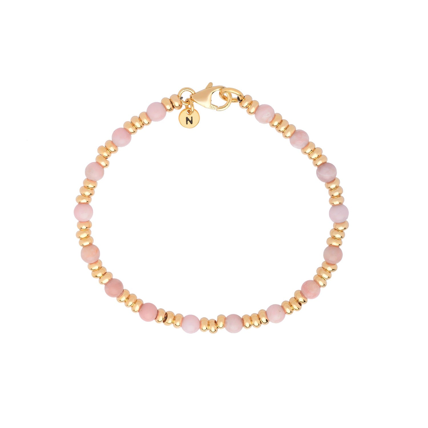 Gem Bracelet October Birthstone Pink Opal Gold Plated Sterling Silver