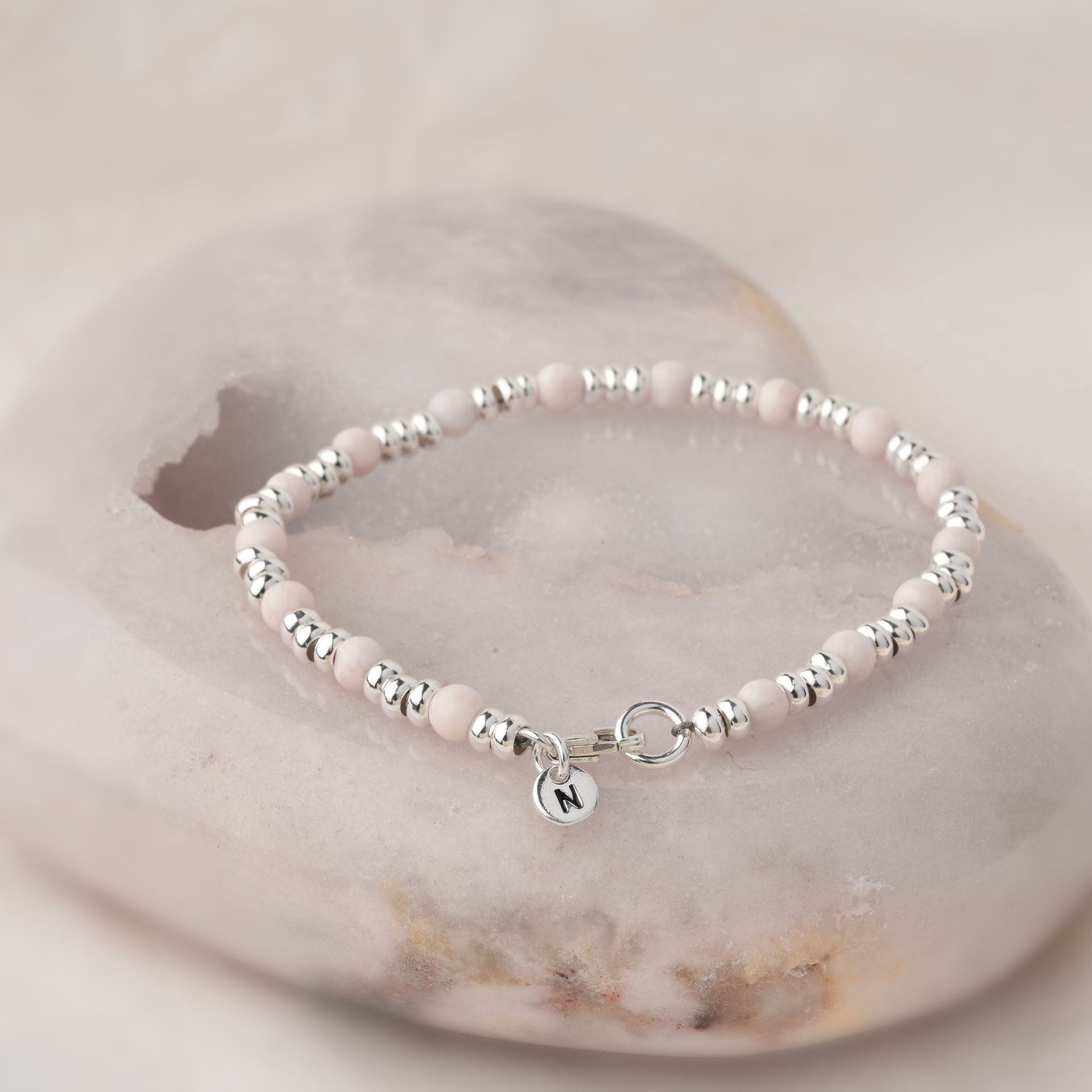 Gem Bracelet October Birthstone Pink Opal Sterling Silver