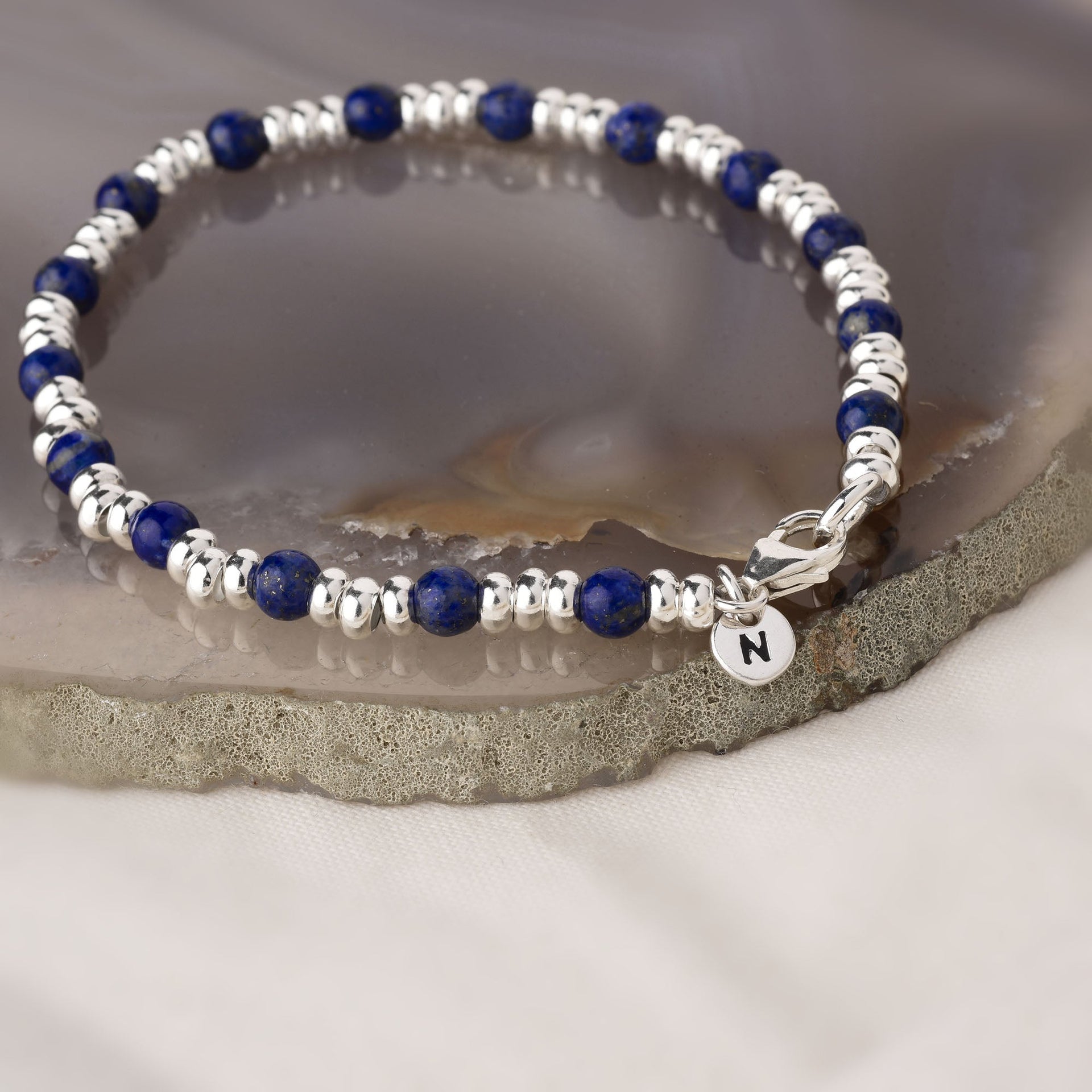 Gem Bracelet September Birthstone Lapis Sterling Silver
