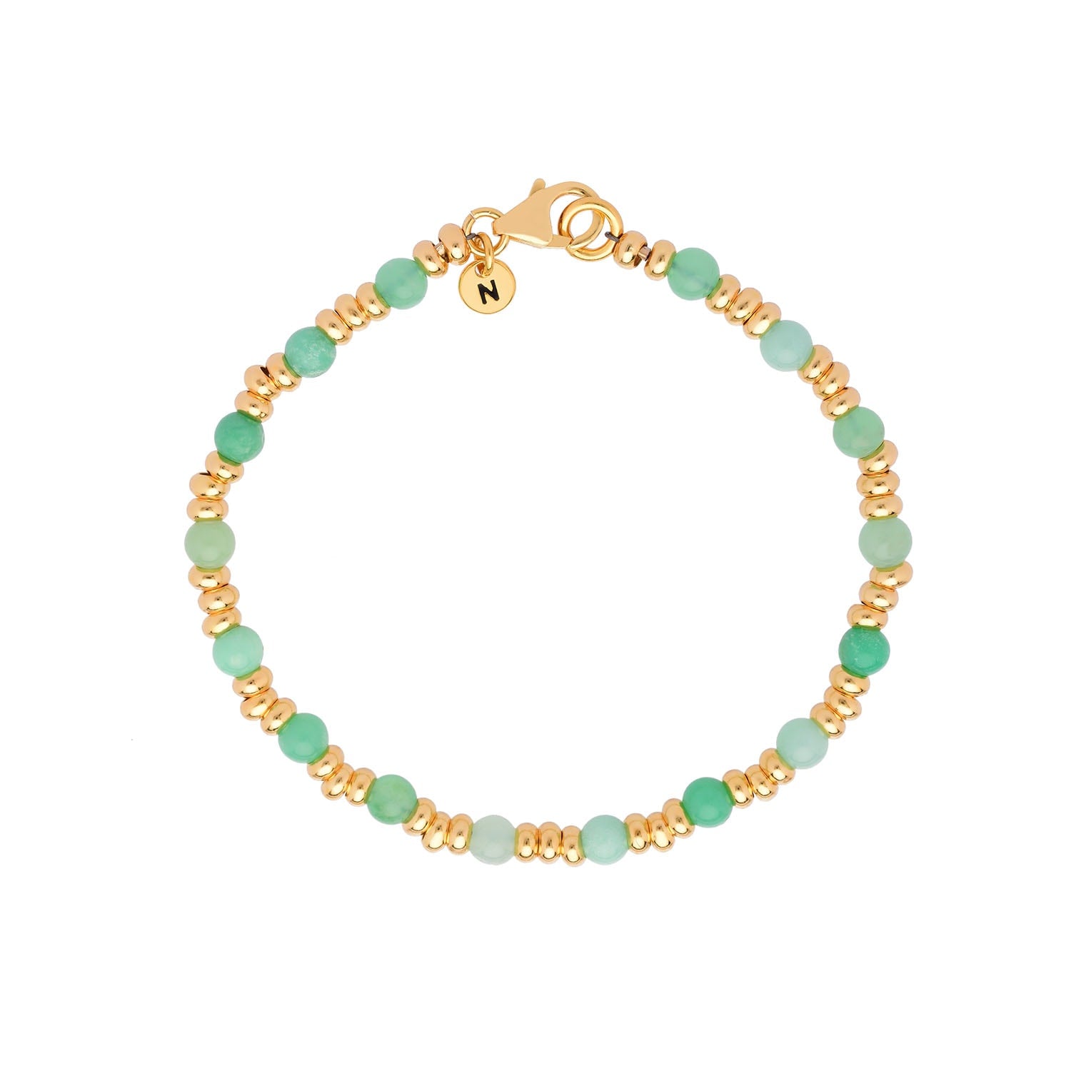 Gem Chrysoprase Bracelet May Birthstone Gold Plated Sterling Silver