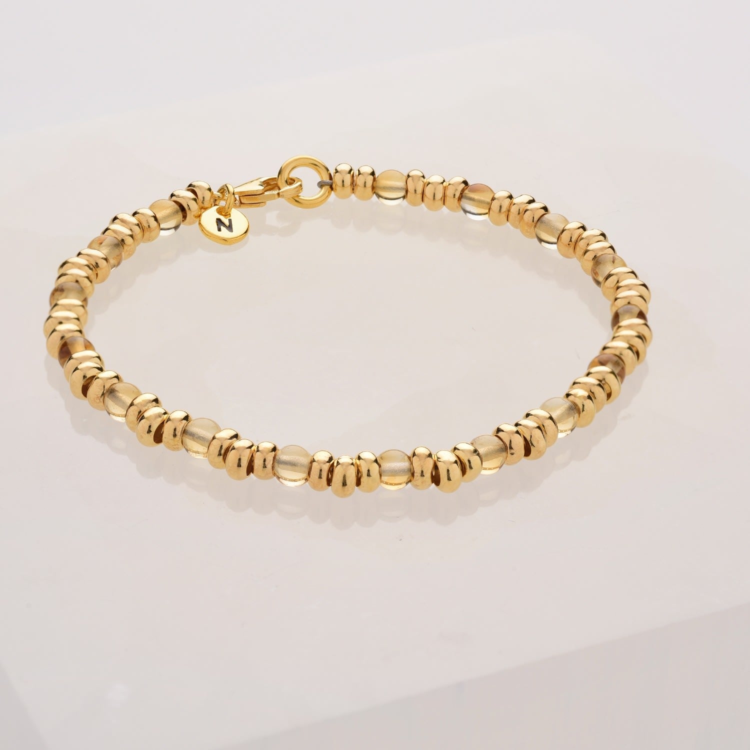 Gem Citrine Bracelet November Birthstone Gold Plated Sterling Silver