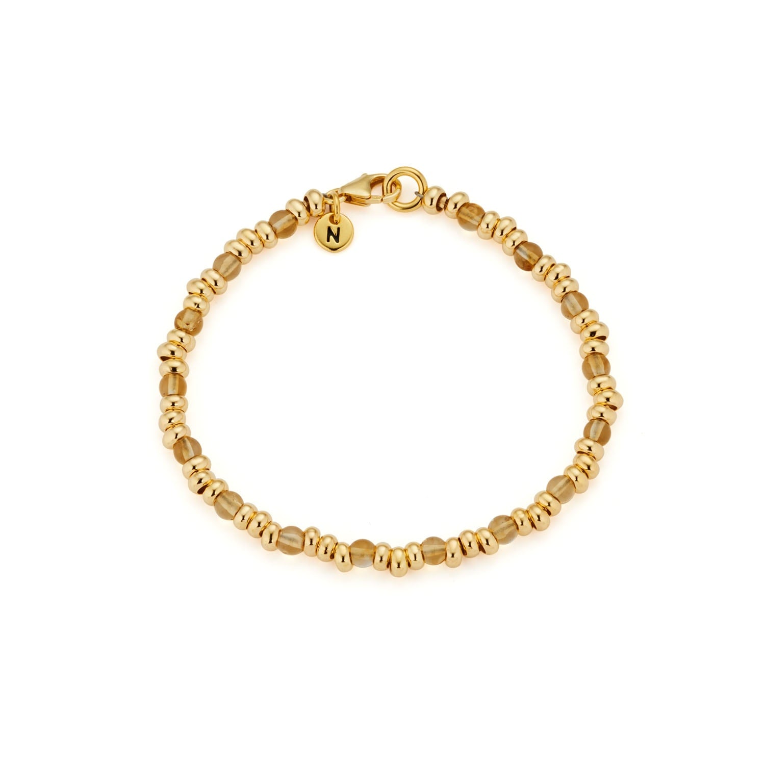 Gem Citrine Bracelet November Birthstone Gold Plated Sterling Silver
