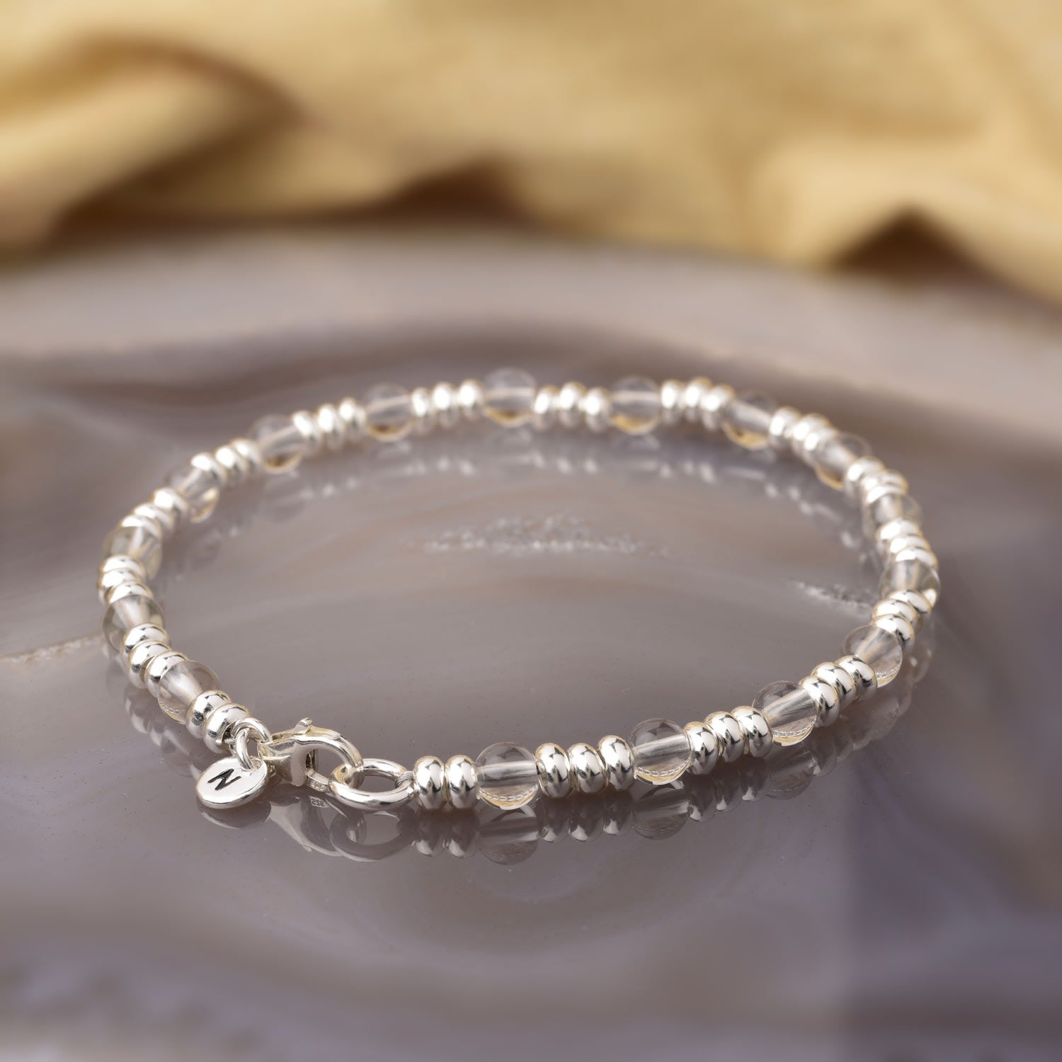 Gem Crystal Bracelet Birthstone April Sterling Silver