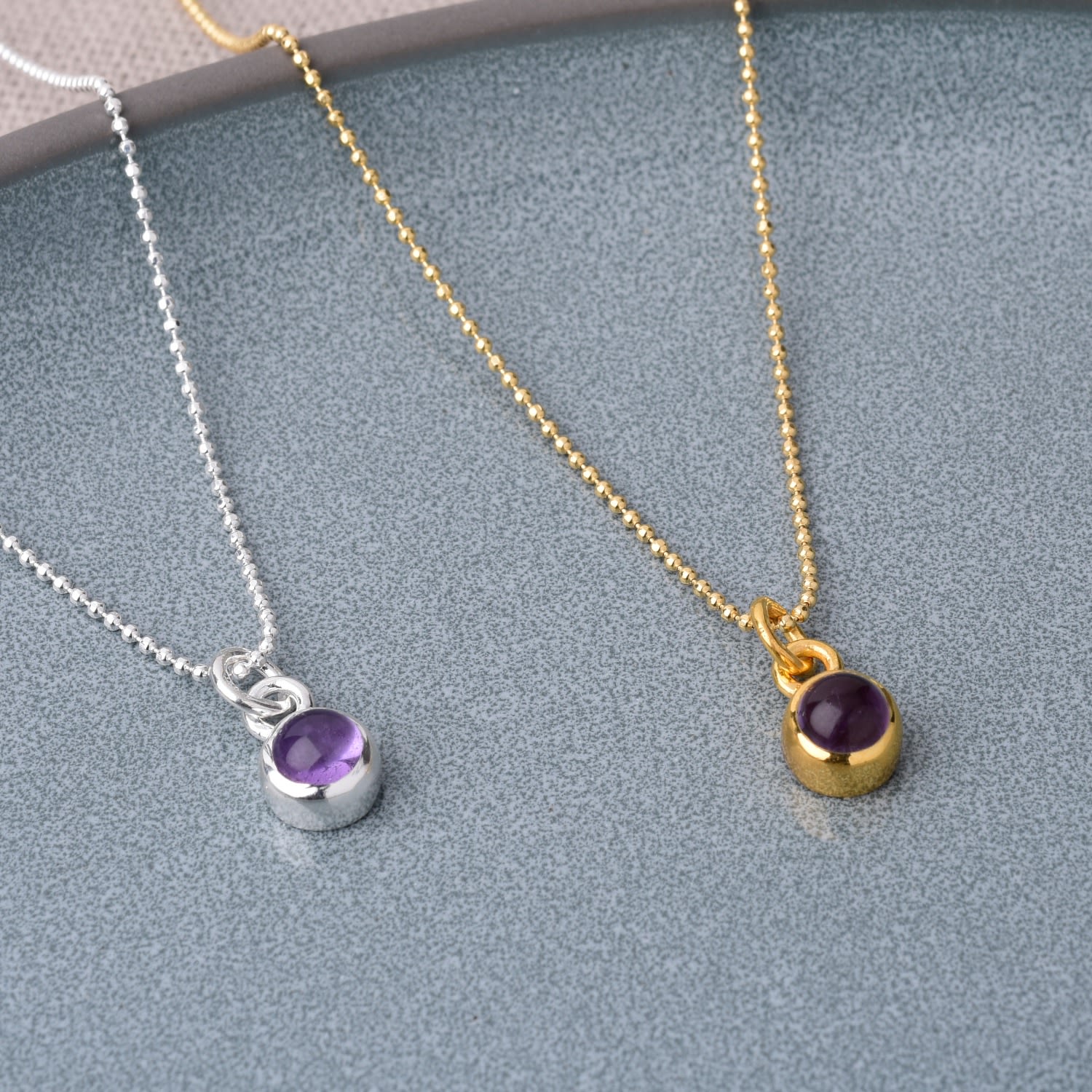 Gem Dot Birthstone Necklace Amethyst February Gold Plated Sterling Silver