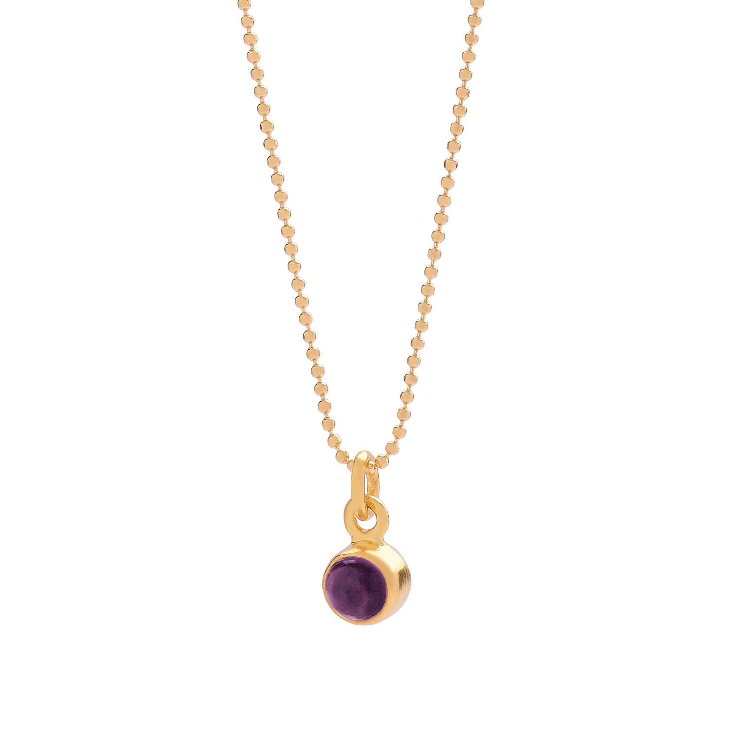 Gem Dot Birthstone Necklace Amethyst February Gold Plated Sterling Silver