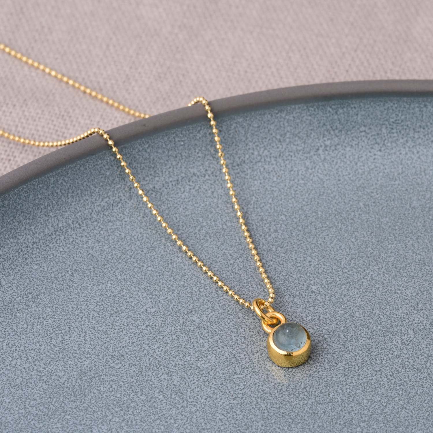 Gem Dot Birthstone Necklace Aquamarine March Gold Plated Sterling Silver