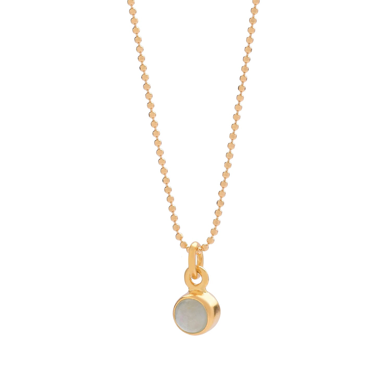 Gem Dot Birthstone Necklace Aquamarine March Gold Plated Sterling Silver