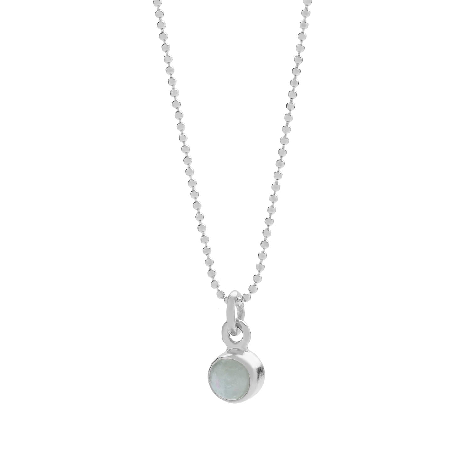 Gem Dot Birthstone Necklace Aquamarine March Sterling Silver