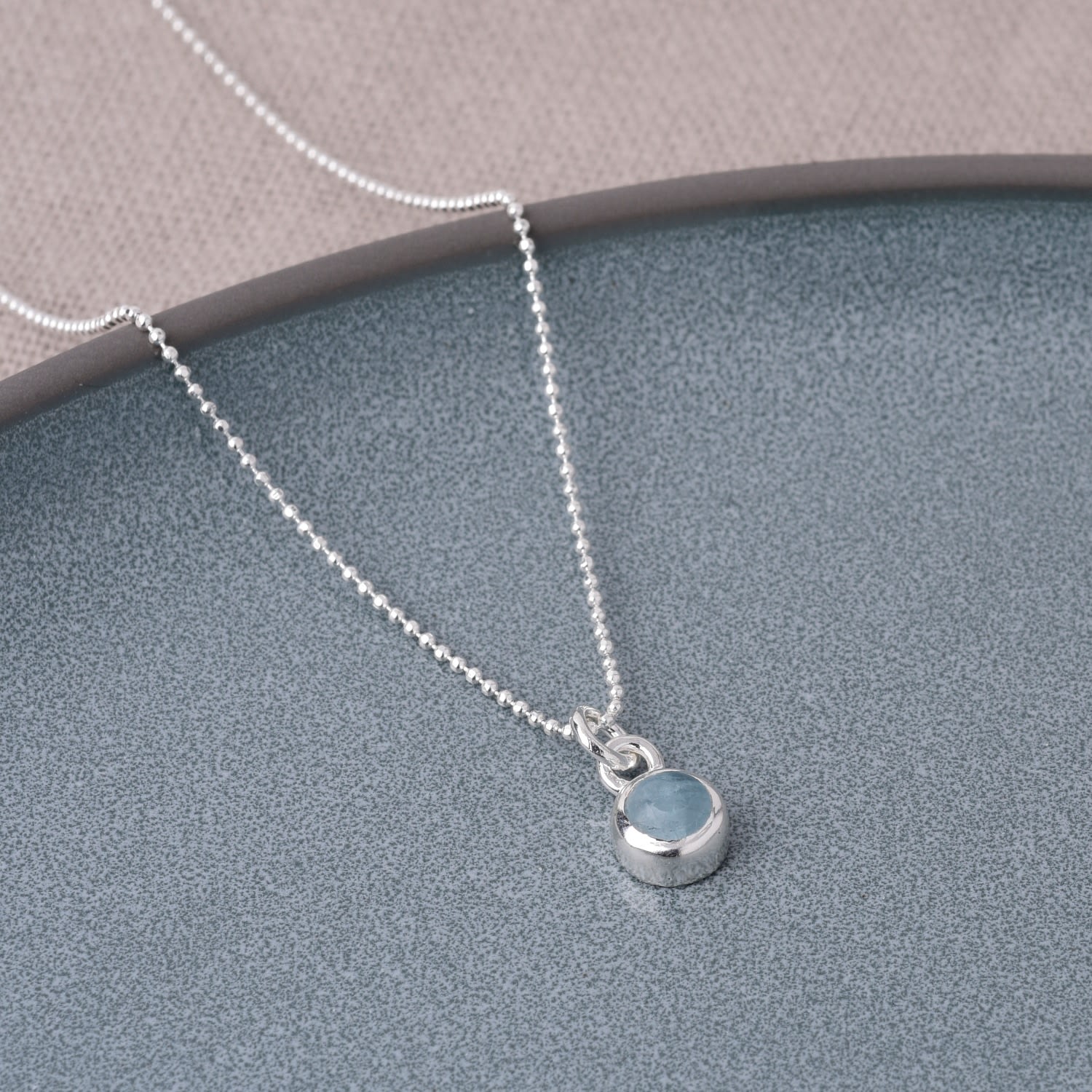 Gem Dot Birthstone Necklace Aquamarine March Sterling Silver