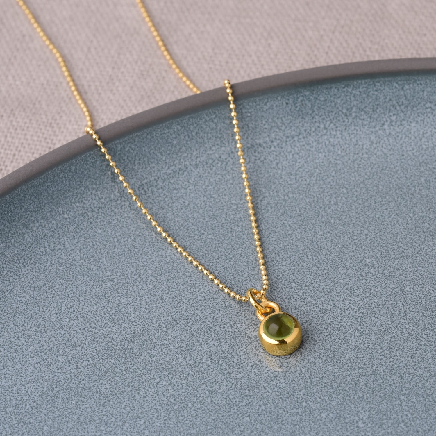 Gem Dot Birthstone Necklace August Peridot Gold Plated Sterling Silver