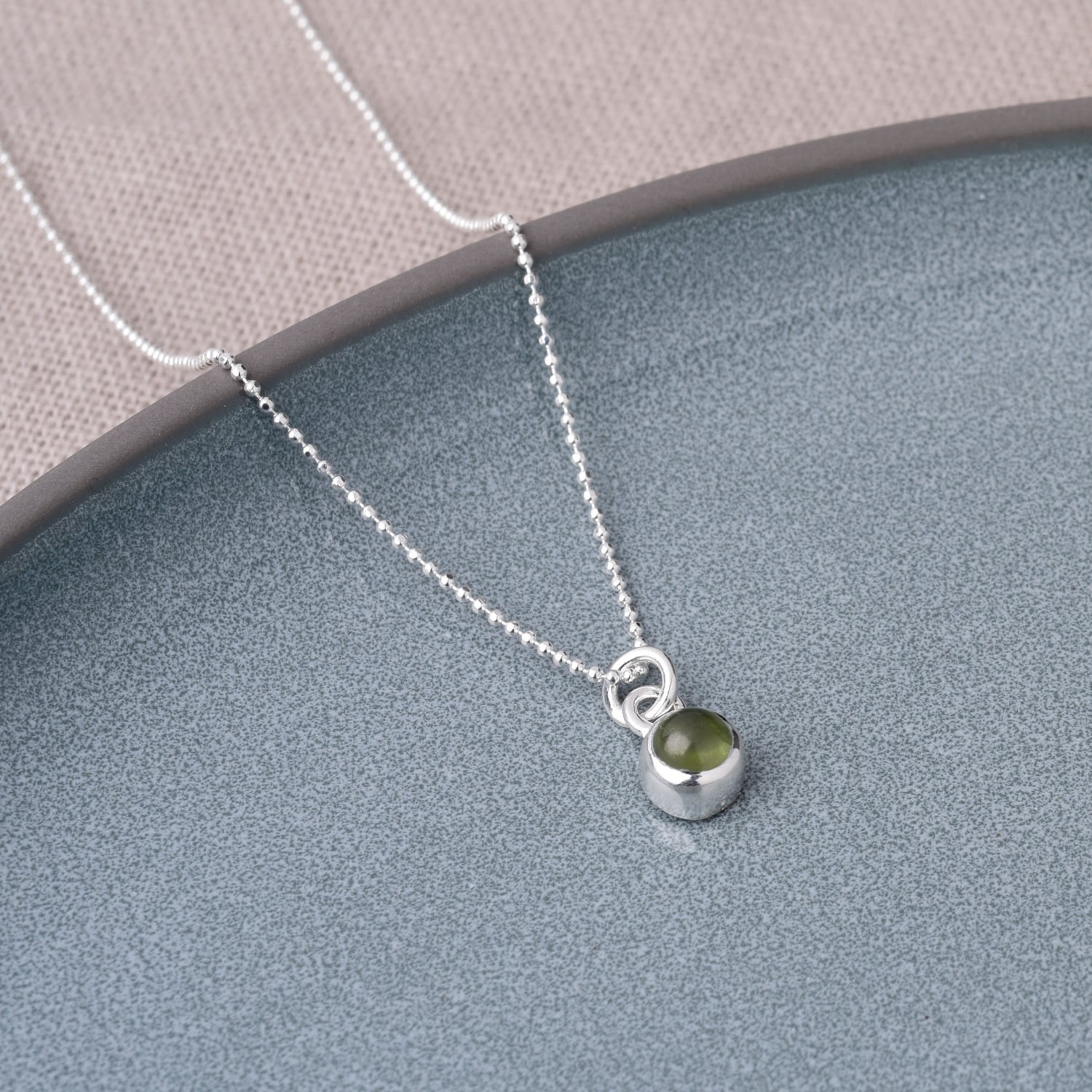 Gem Dot Birthstone Necklace August Peridot Sterling Silver