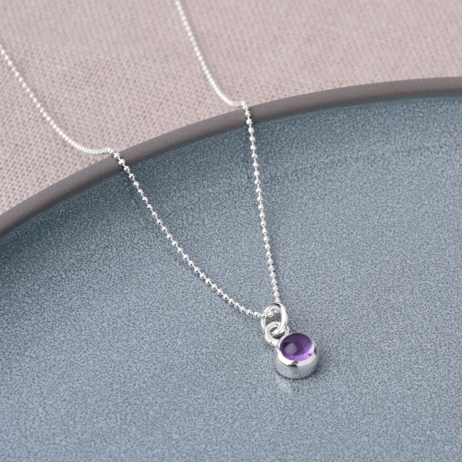 Gem Dot Birthstone Necklace Amethyst February Sterling Silver