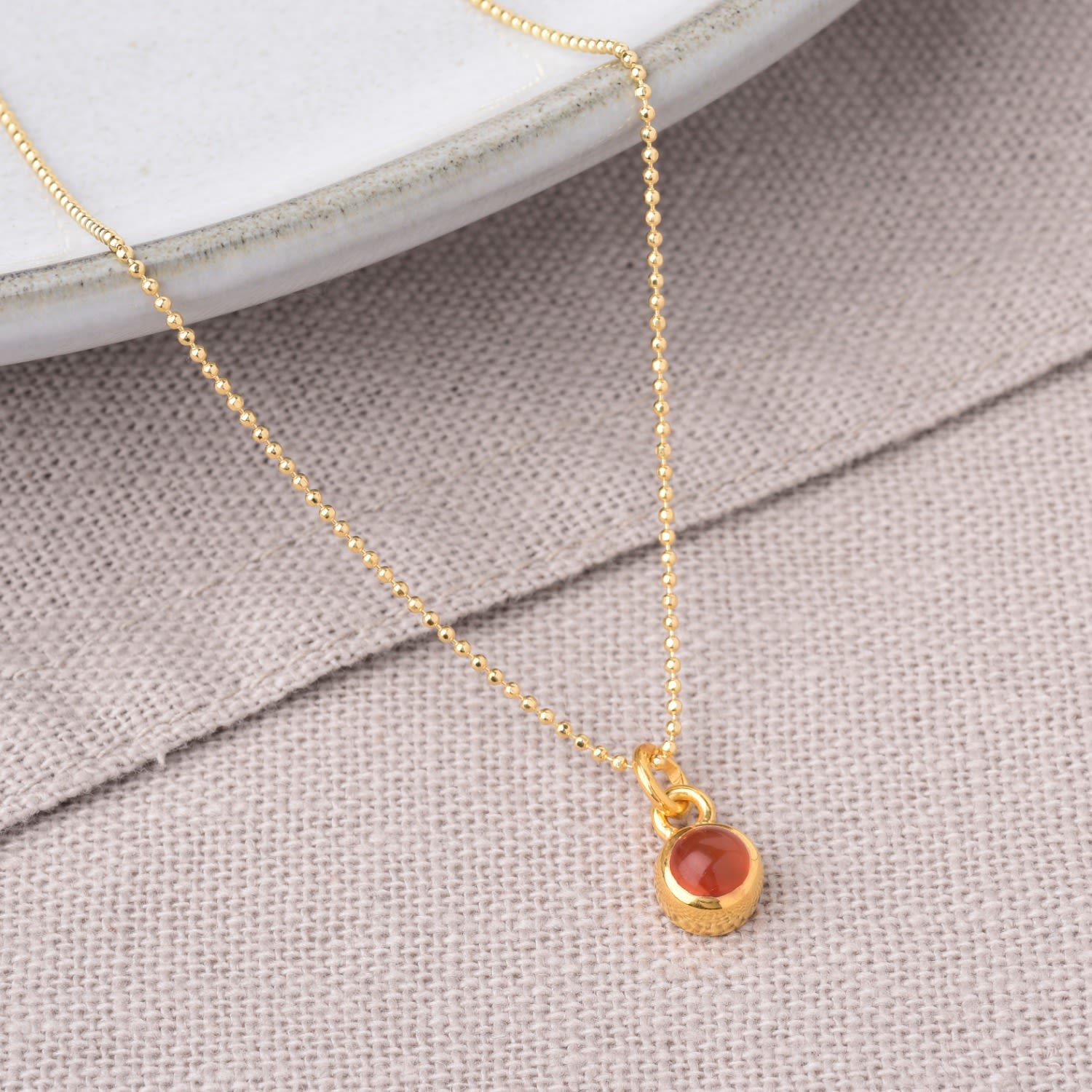 Gem Dot Birthstone Necklace July Carnelian Gold Plated Sterling Silver