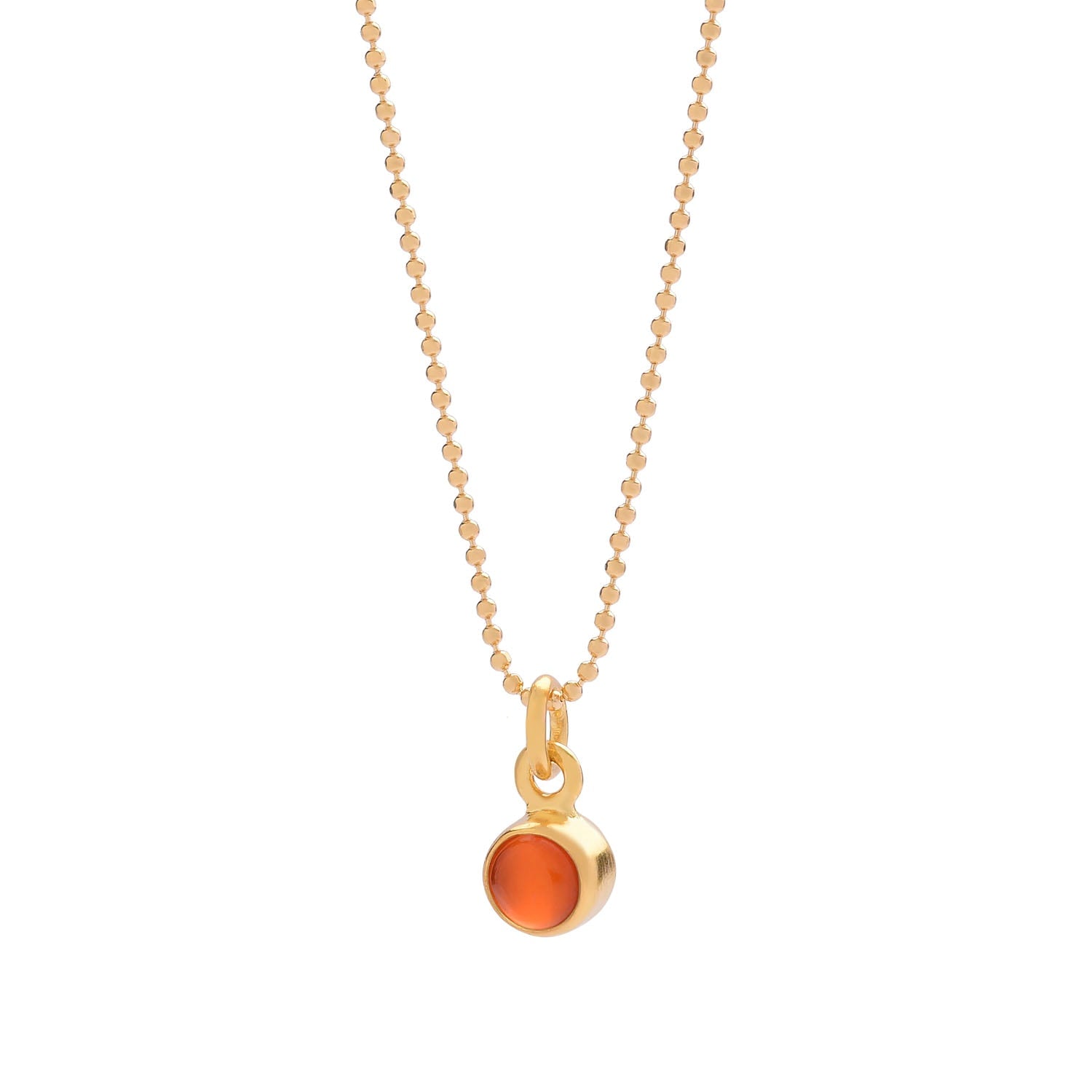 Gem Dot Birthstone Necklace July Carnelian Gold Plated Sterling Silver