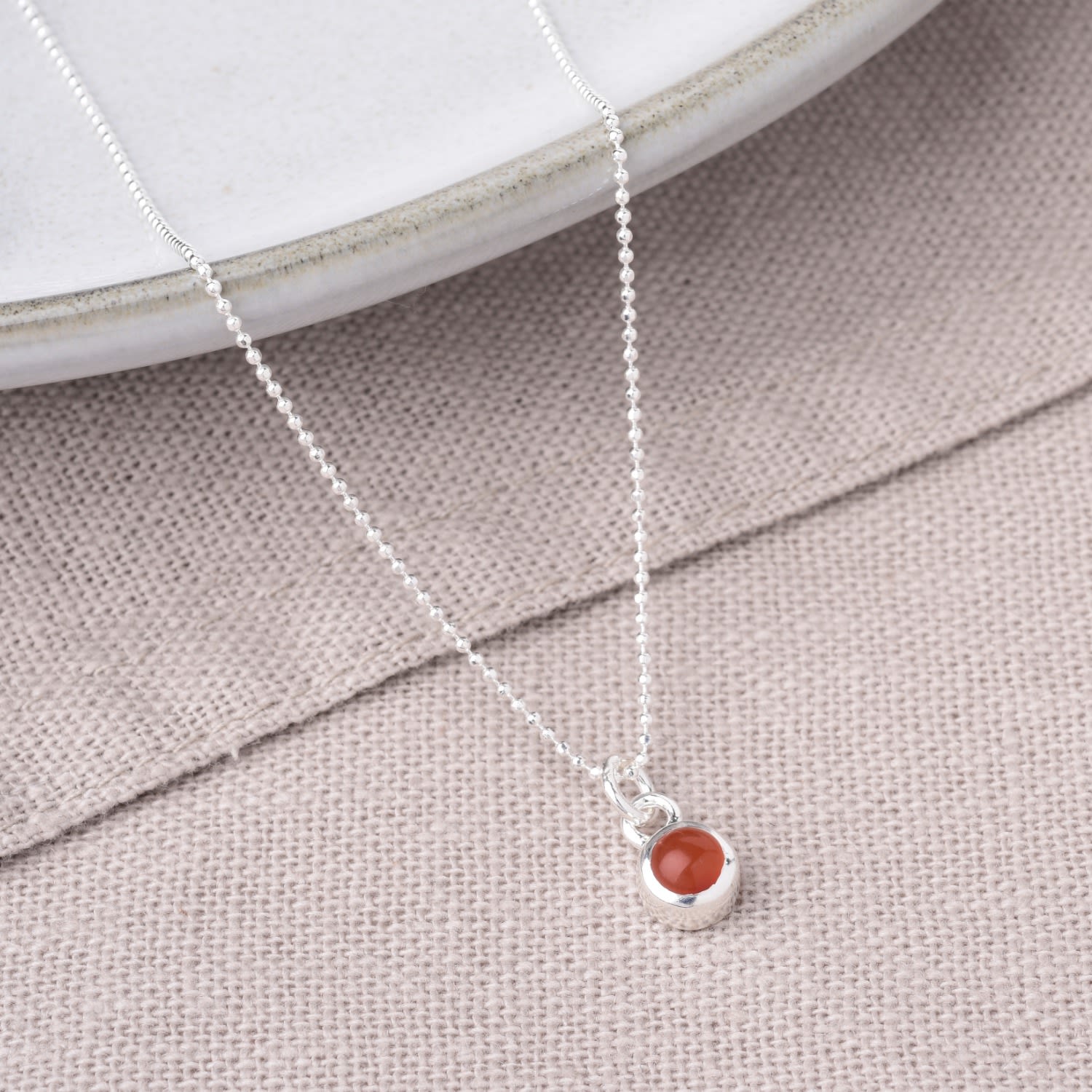 Gem Dot Birthstone Necklace July Carnelian Sterling Silver