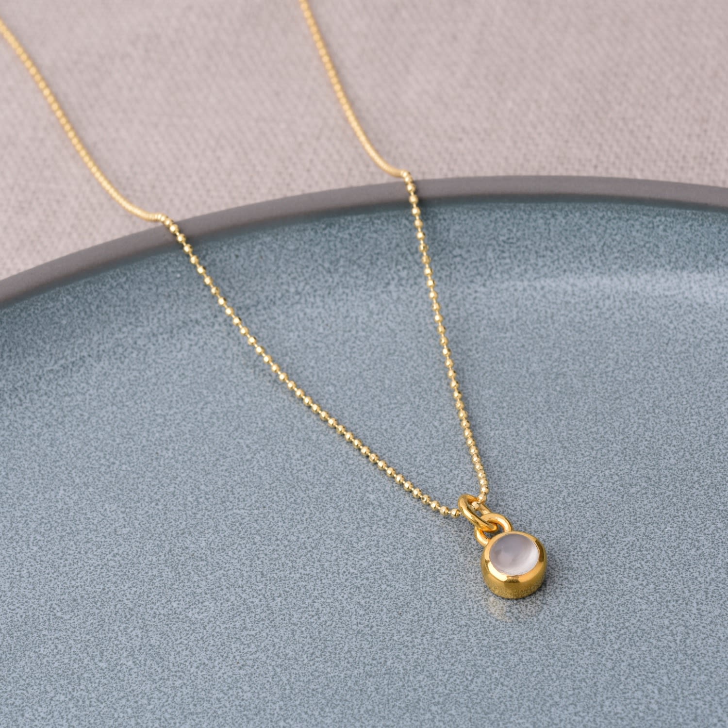 Gem Dot Birthstone Necklace June Moonstone Gold Plated Sterling Silver