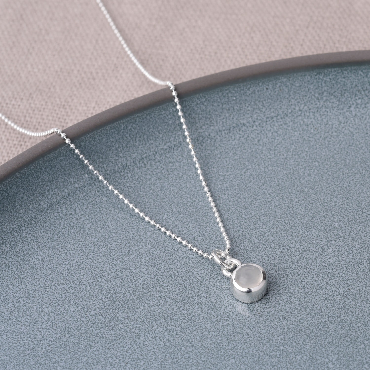 Gem Dot Birthstone Necklace June Moonstone Sterling Silver