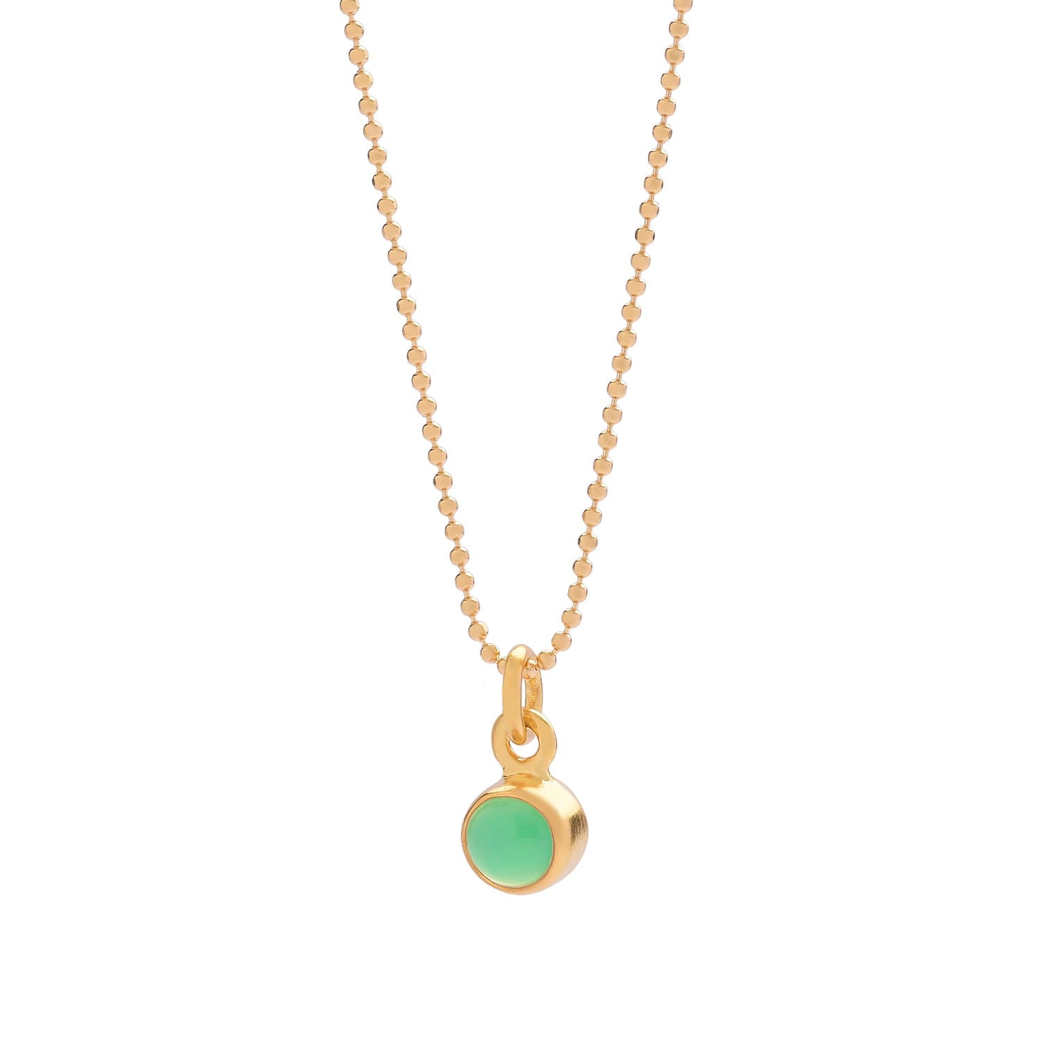 Gem Dot Birthstone Necklace May Chrysoprase Gold Plated Sterling Silver