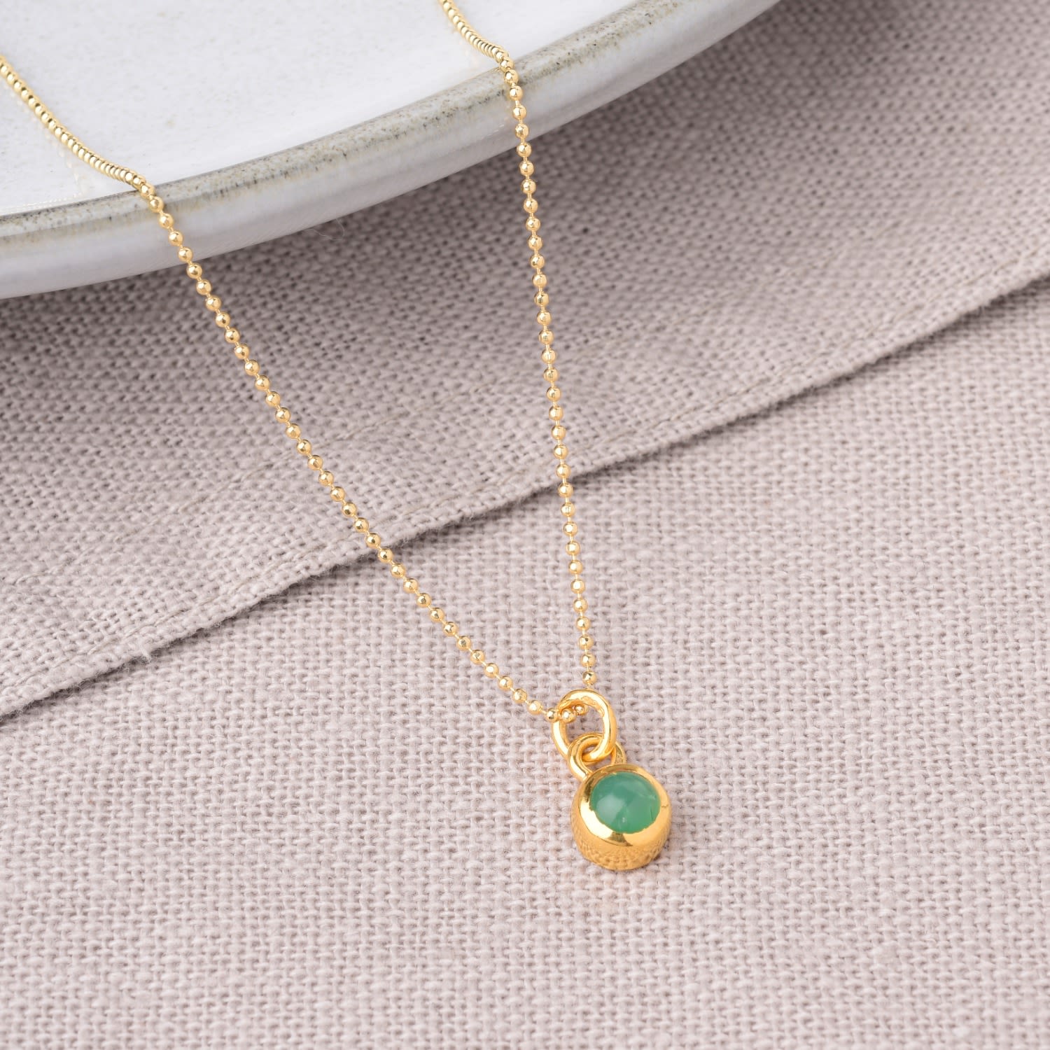 Gem Dot Birthstone Necklace May Chrysoprase Gold Plated Sterling Silver