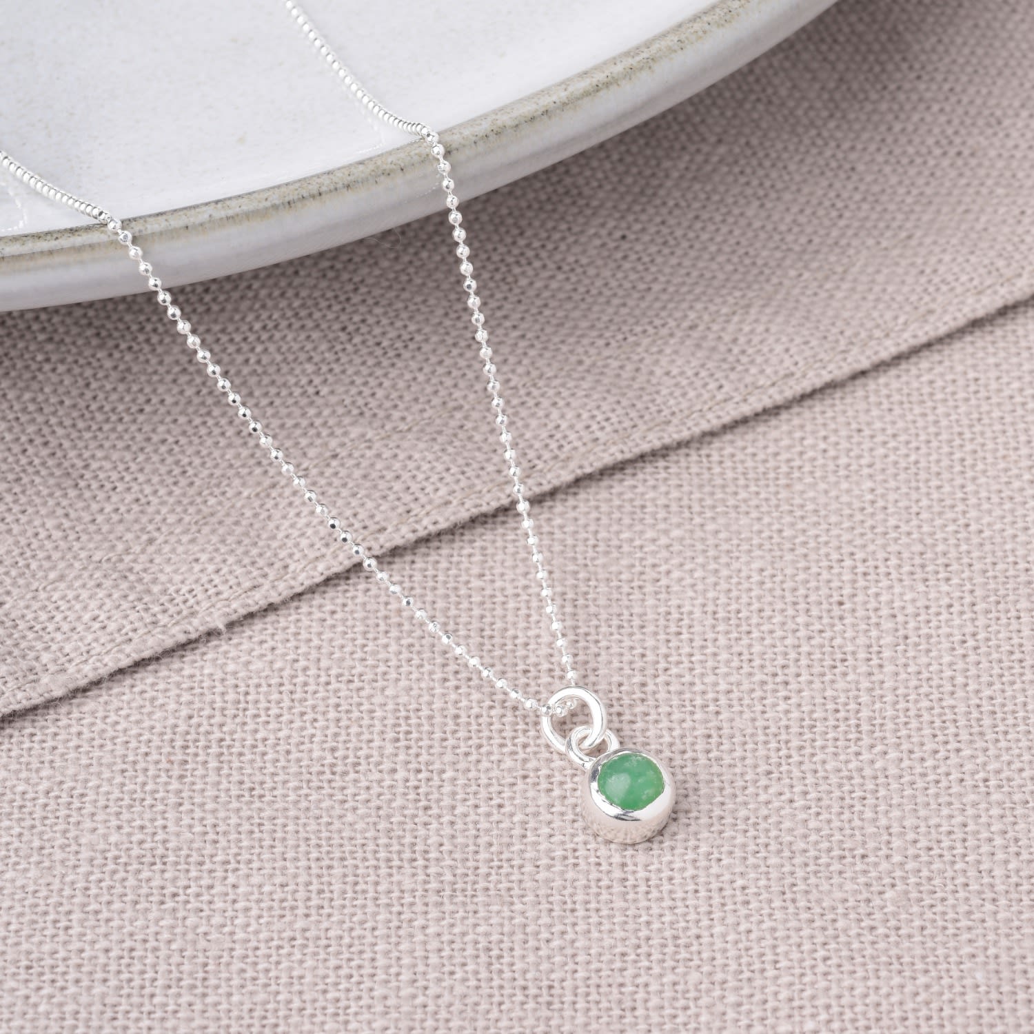 Gem Dot Birthstone Necklace May Chrysoprase Sterling Silver