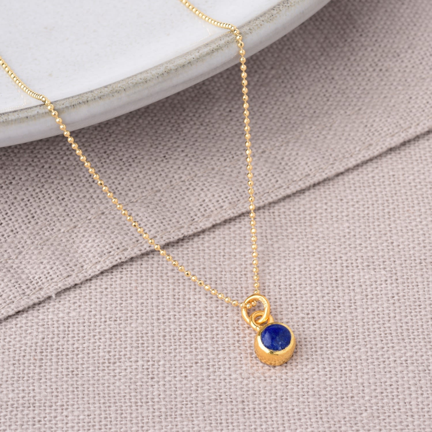 Gem Dot Birthstone Necklace September Lapis Gold Plated Sterling Silver
