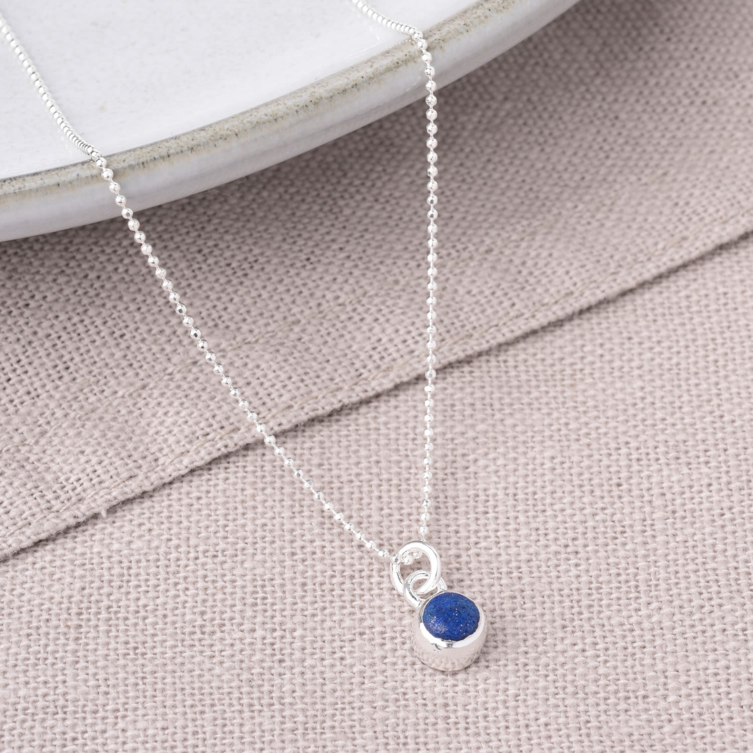 Gem Dot Birthstone Necklace September Lapis Sterling Silver