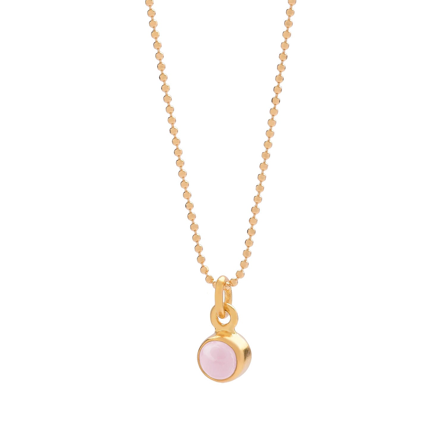 Gem Dot Pink Opal Birthstone Necklace October Gold Plated Sterling Silver