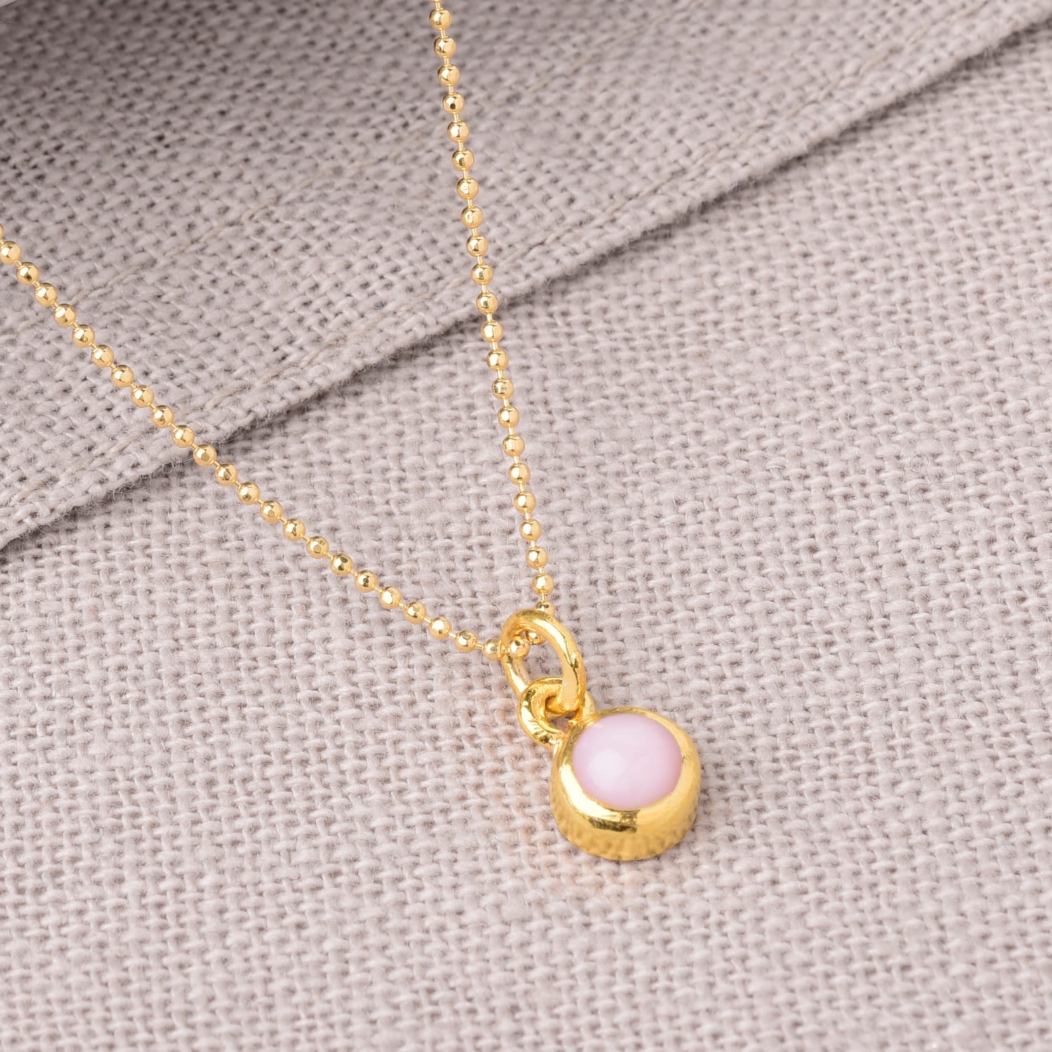 Gem Dot Pink Opal Birthstone Necklace October Gold Plated Sterling Silver