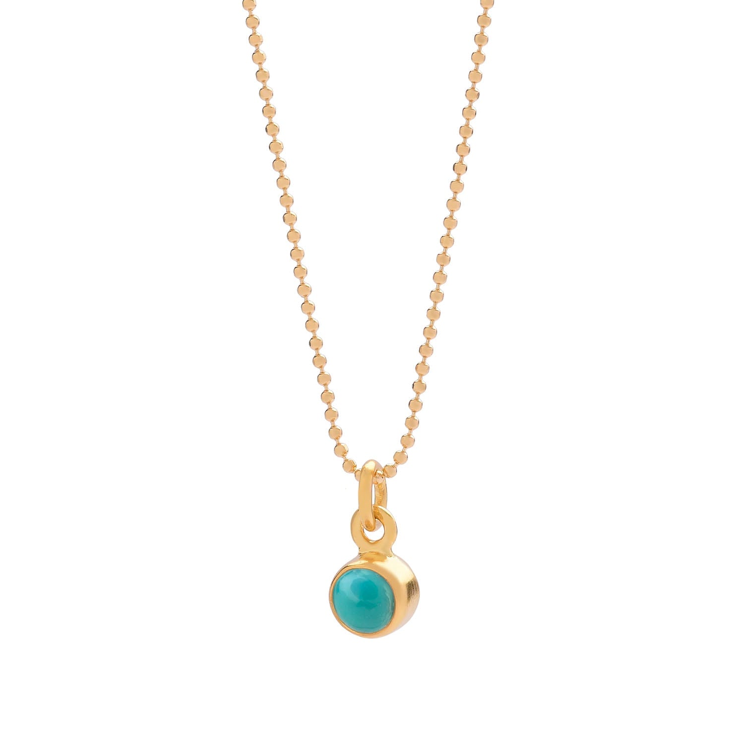 Gem Dot Turquoise Birthstone Necklace December Gold Plated Sterling Silver