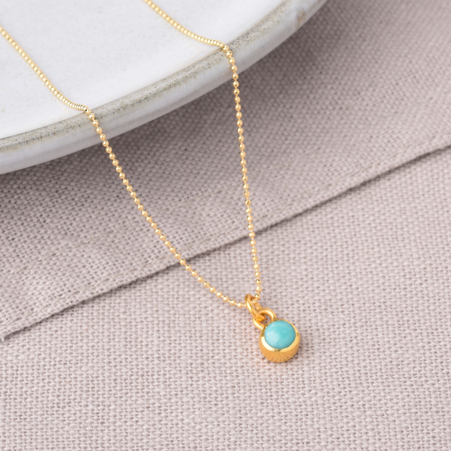 Gem Dot Turquoise Birthstone Necklace December Gold Plated Sterling Silver