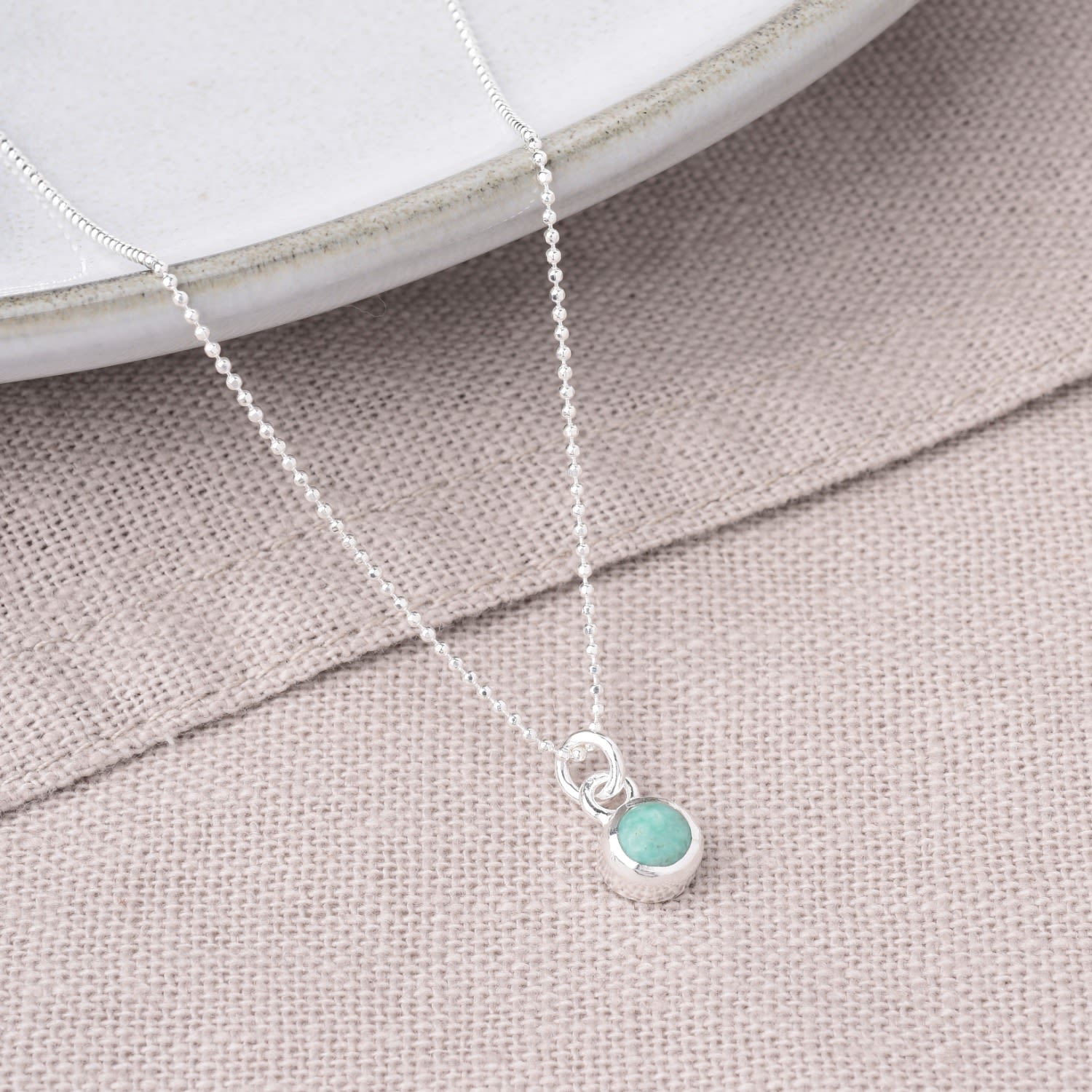 Gem Dot Turquoise Birthstone Necklace December Sterling Silver