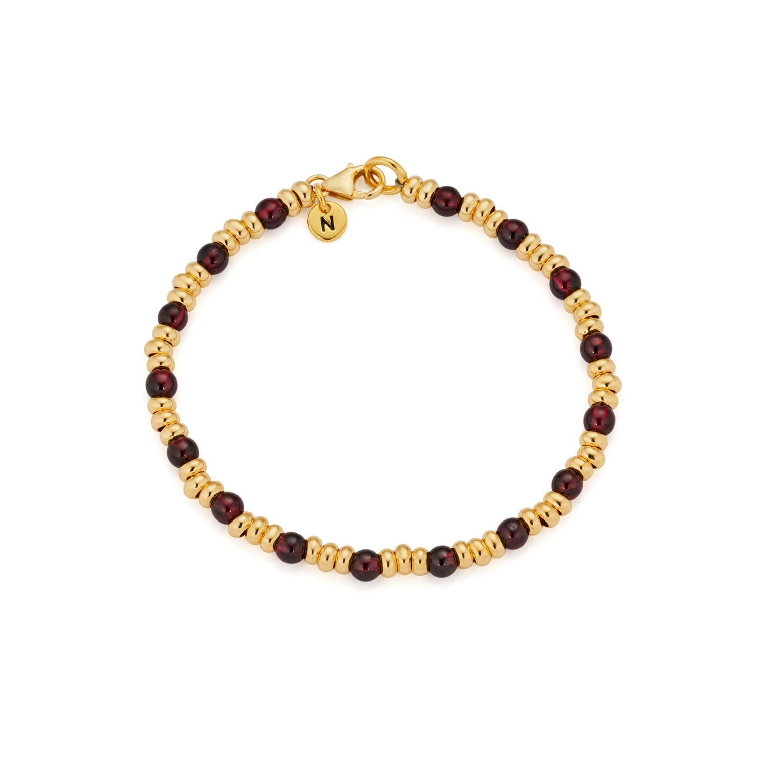 Gem Garnet Bracelet Birthstone January Gold Plated Sterling Silver