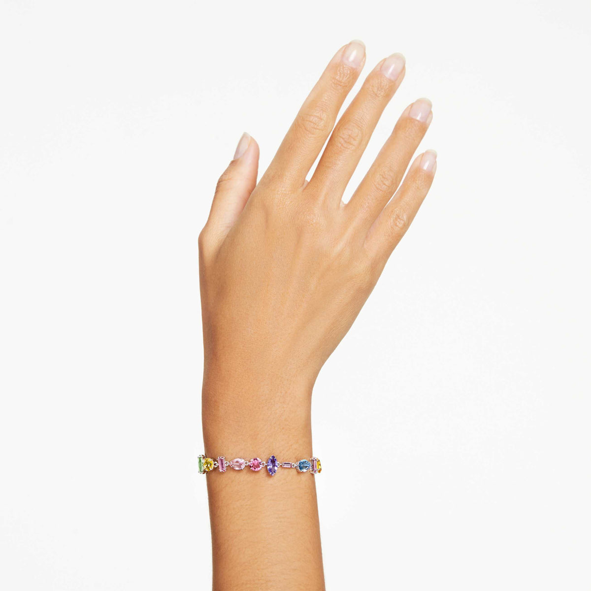GEMA BRACELET MIXED CUTS MULTICOLORED RHODIUM PLATED