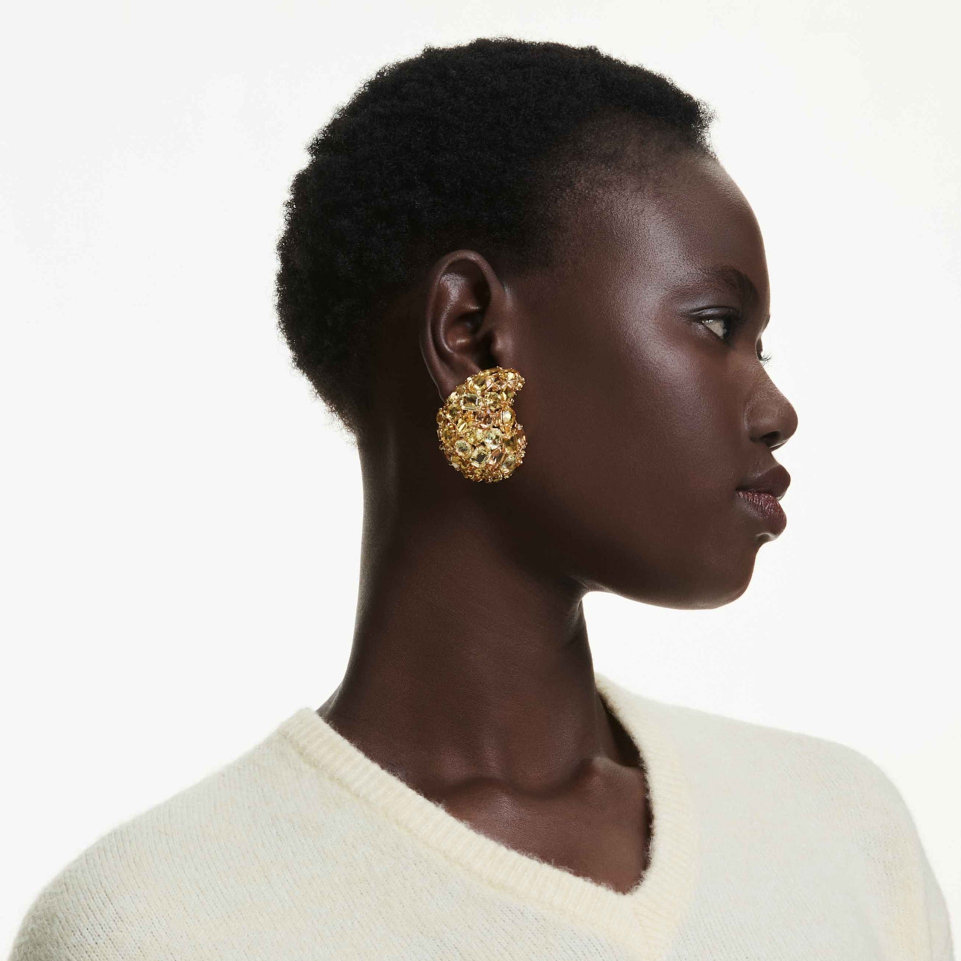 GEMA CLIP EARRINGS YELLOW GOLD TONE PLATED