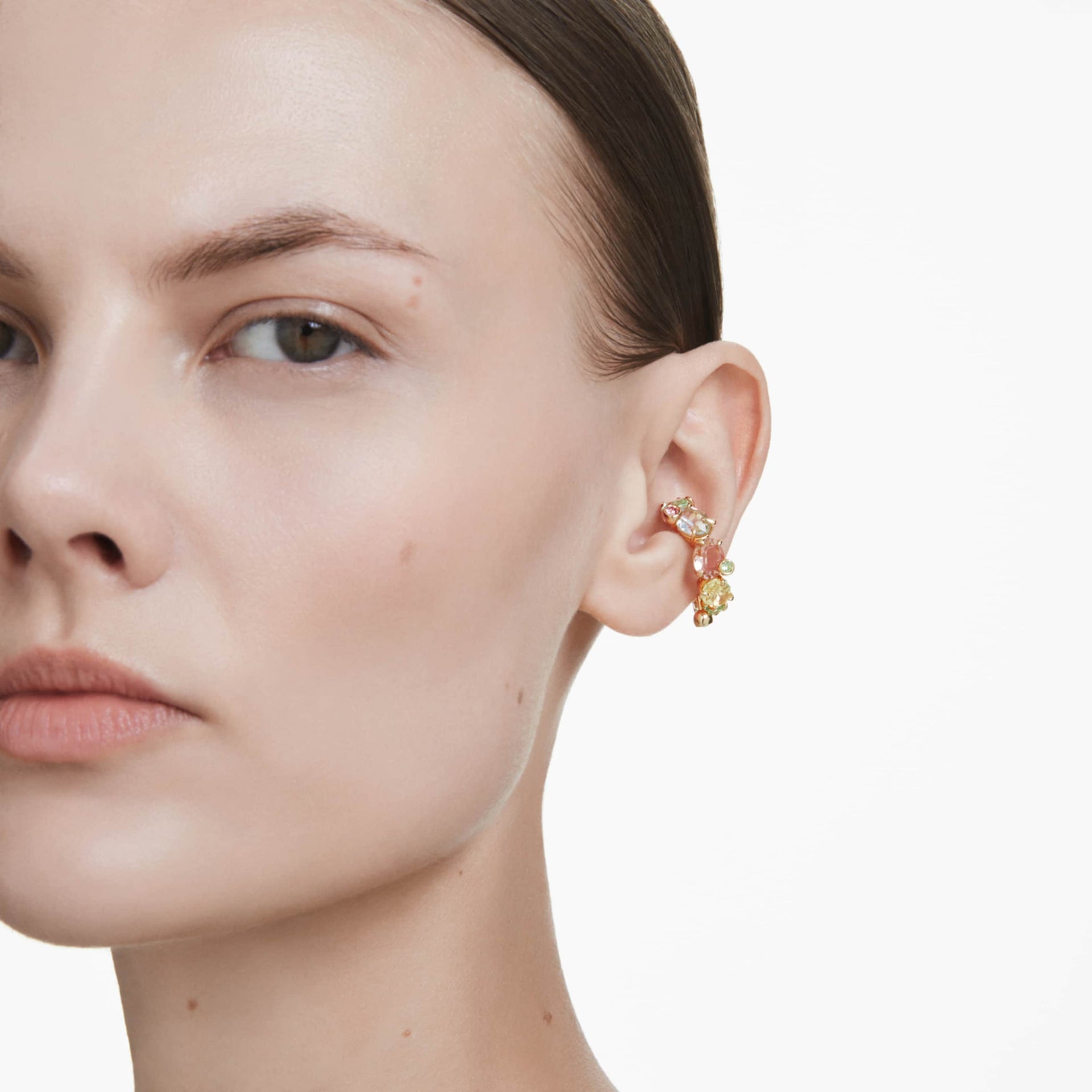 GEMA EAR CUFF SINGLE MIXED CUTS MULTICOLORED GOLD TONE PLATED