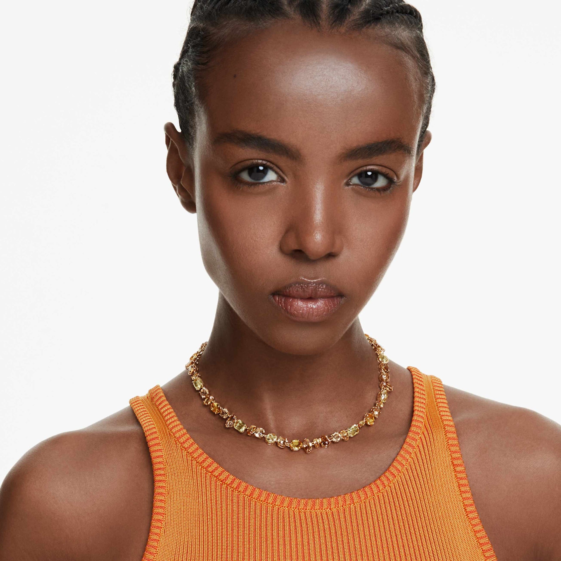 GEMA NECKLACE MIXED CUTS YELLOW GOLD TONE PLATED