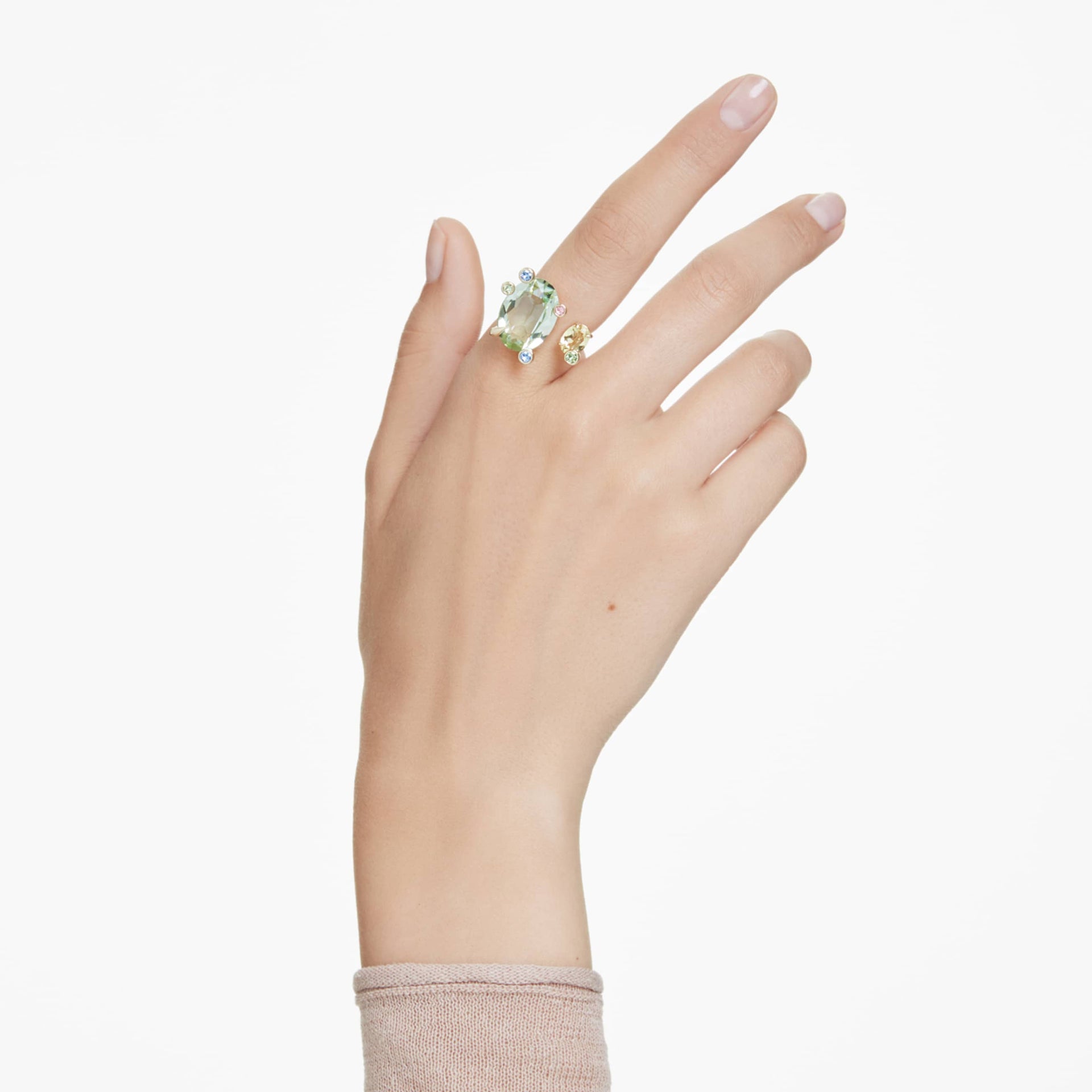 GEMA OPEN RING MIXED CUTS MULTICOLORED GOLD TONE PLATED