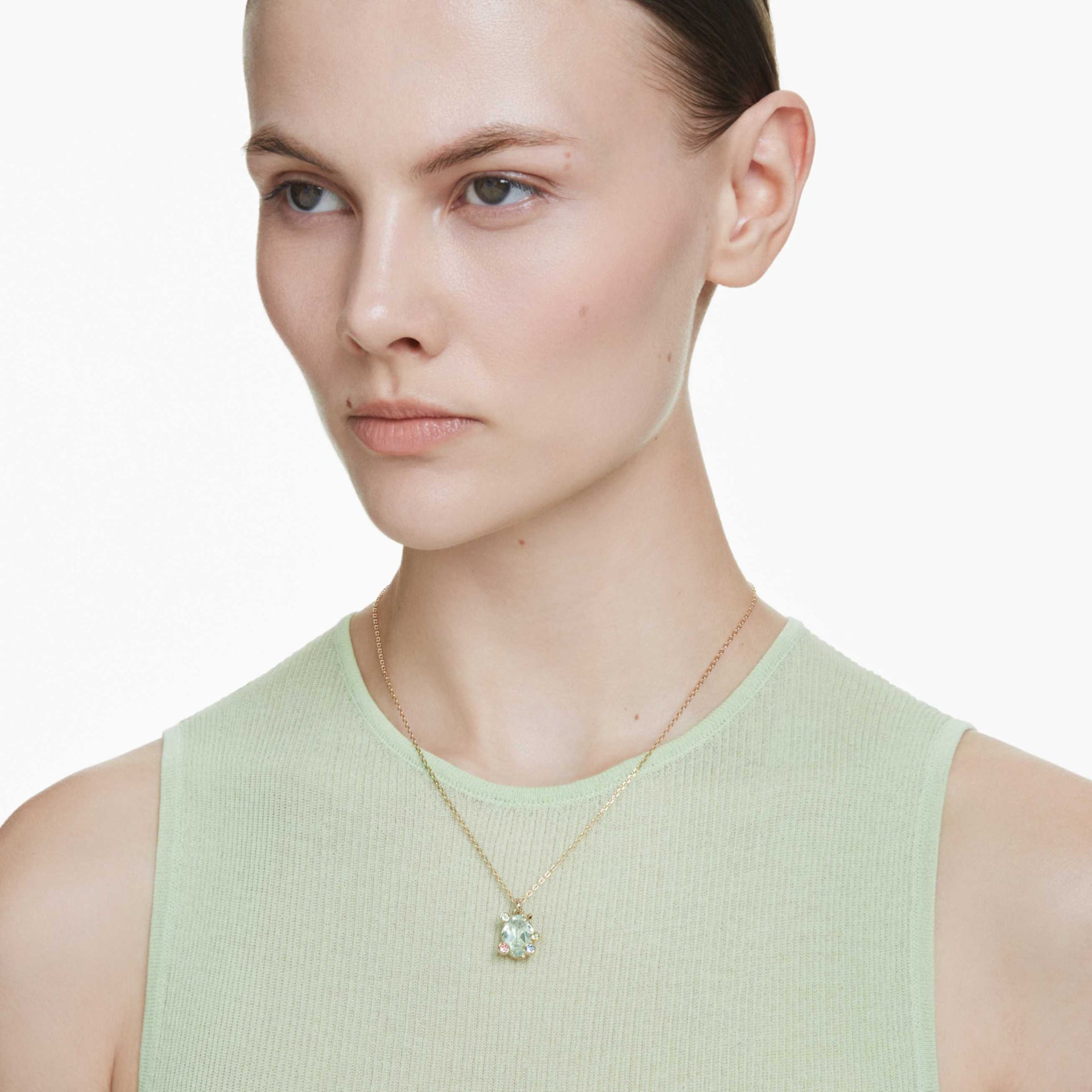 GEMA PENDANT MIXED CUTS MULTICOLORED GOLD TONE PLATED