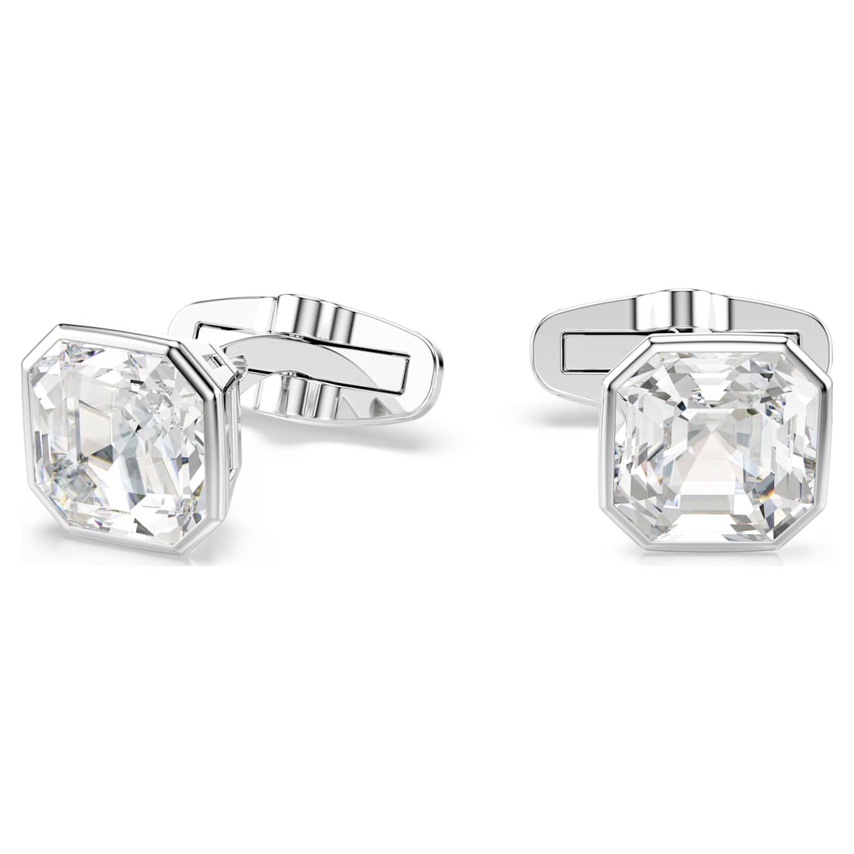 MILLENIA CUFFLINKS OCTAGON CUT WHITE RHODIUM PLATED