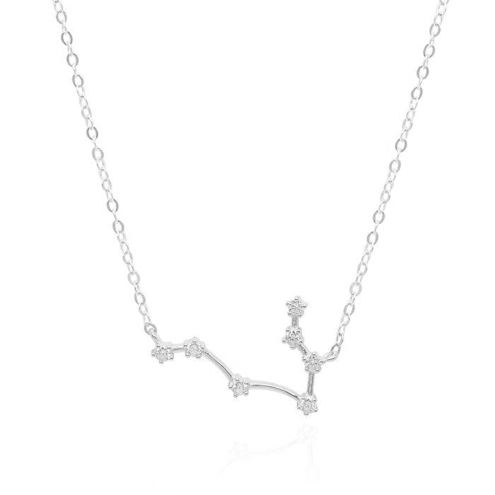 Gemini Zodiac Constellation Necklace In Silver