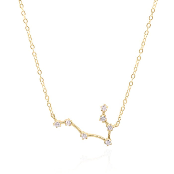 Gemini Zodiac Constellation Necklace In Gold